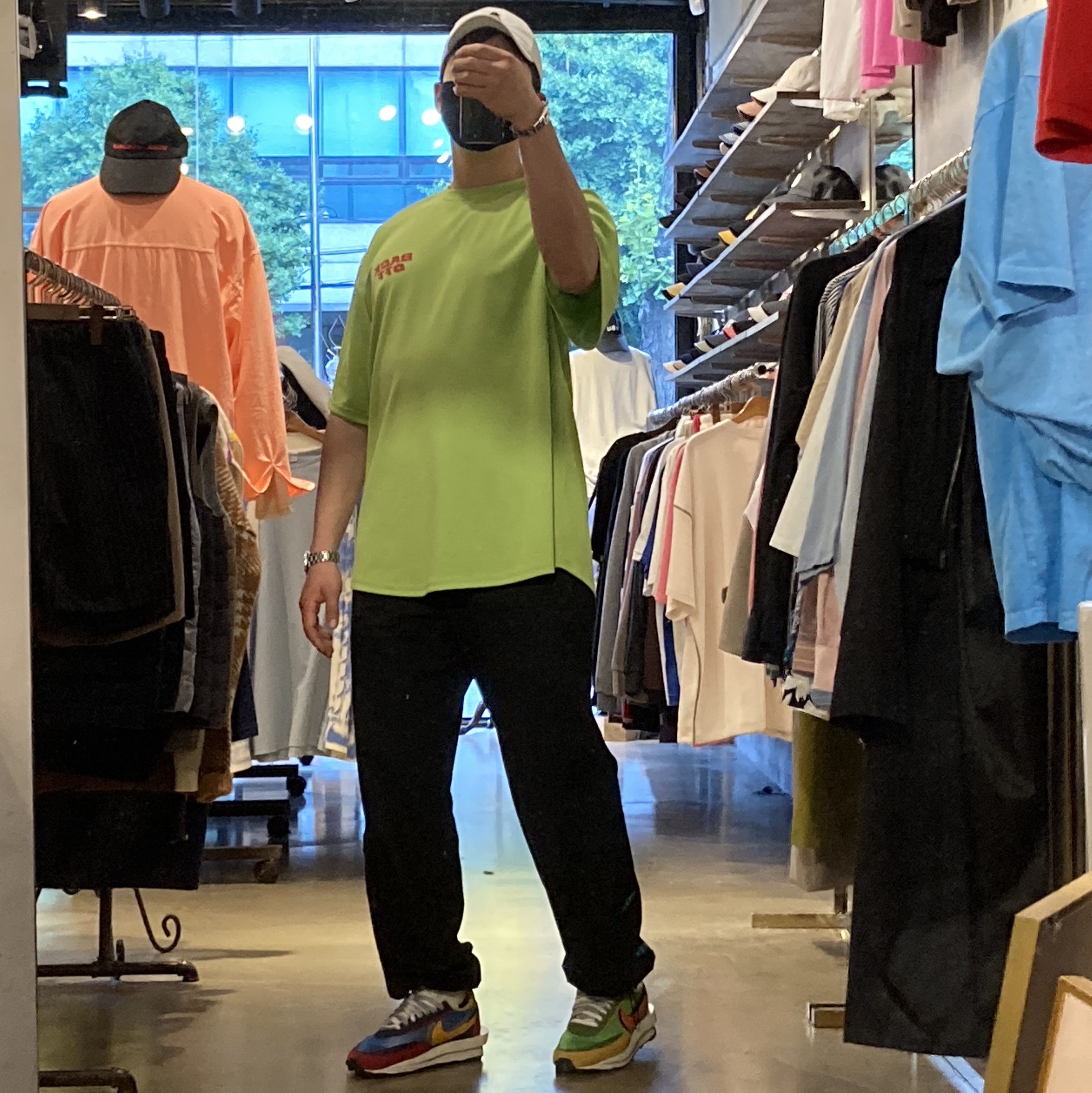 Nike x Sacai LDWaffle Green Multi, Nike x Sacai LDWaffle Blue Multi 착용 스타일