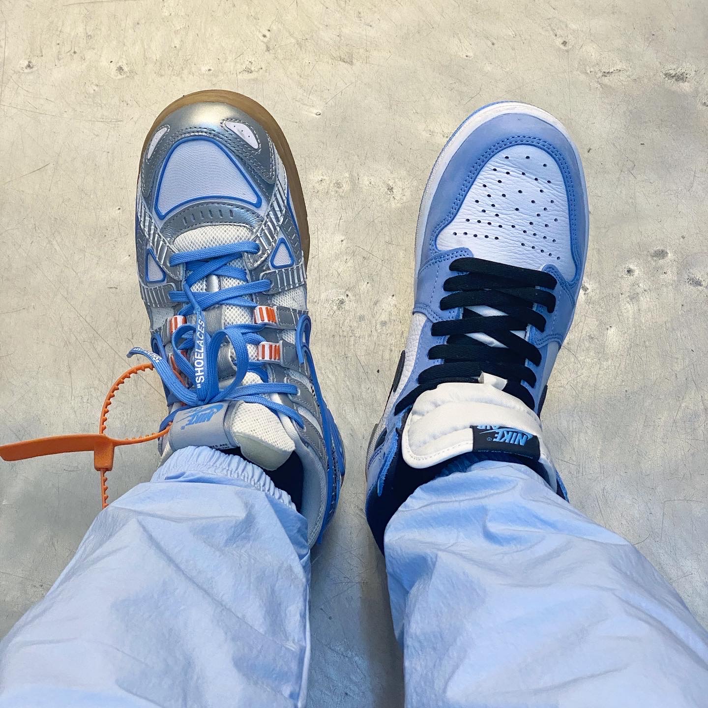 Nike x Off-White Air Rubber Dunk University Blue, Nike M NRG Track Jacket Psychic Blue 착용 스타일 - 3
