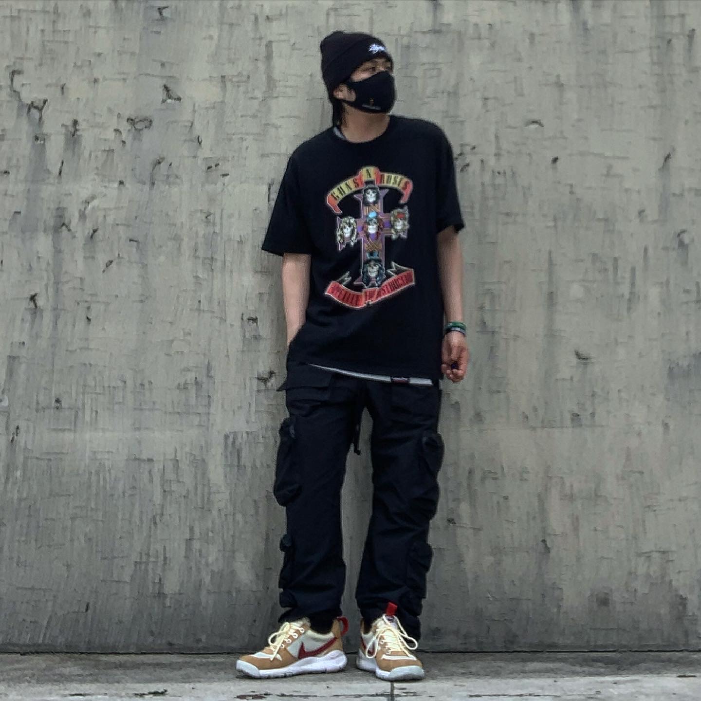 Nike x Tom Sachs Mars Yard Overshoe 3.0, Nike x Stussy Cuff Beanie Black 착용 스타일 - 3