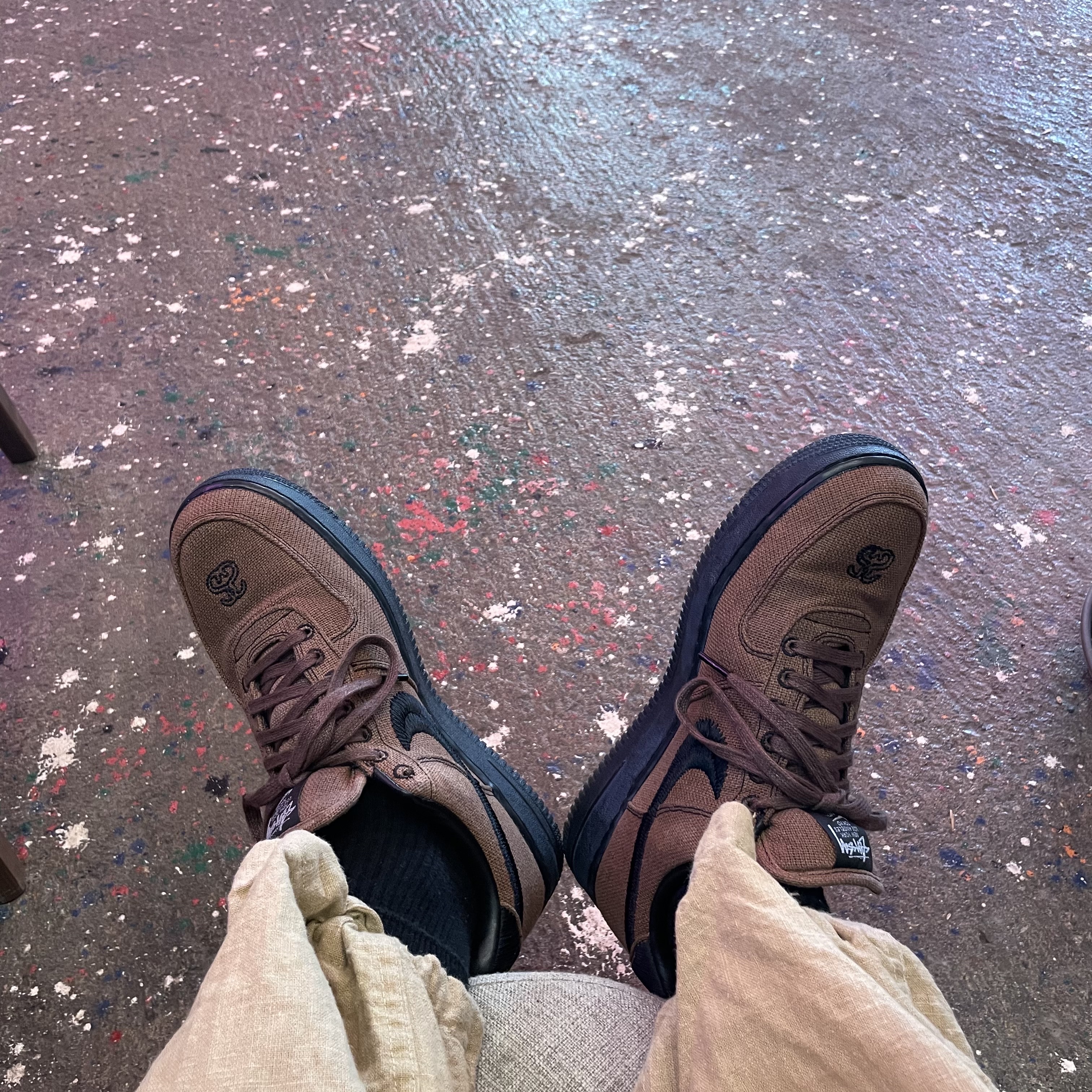 Nike x Stussy Air Force 1 Low Triple Black 착용 스타일