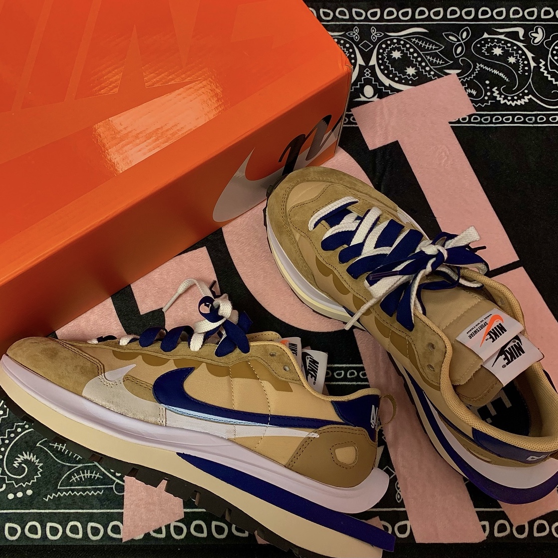 Nike x Sacai VaporWaffle Sesame and Blue Void 착용 스타일 - 2