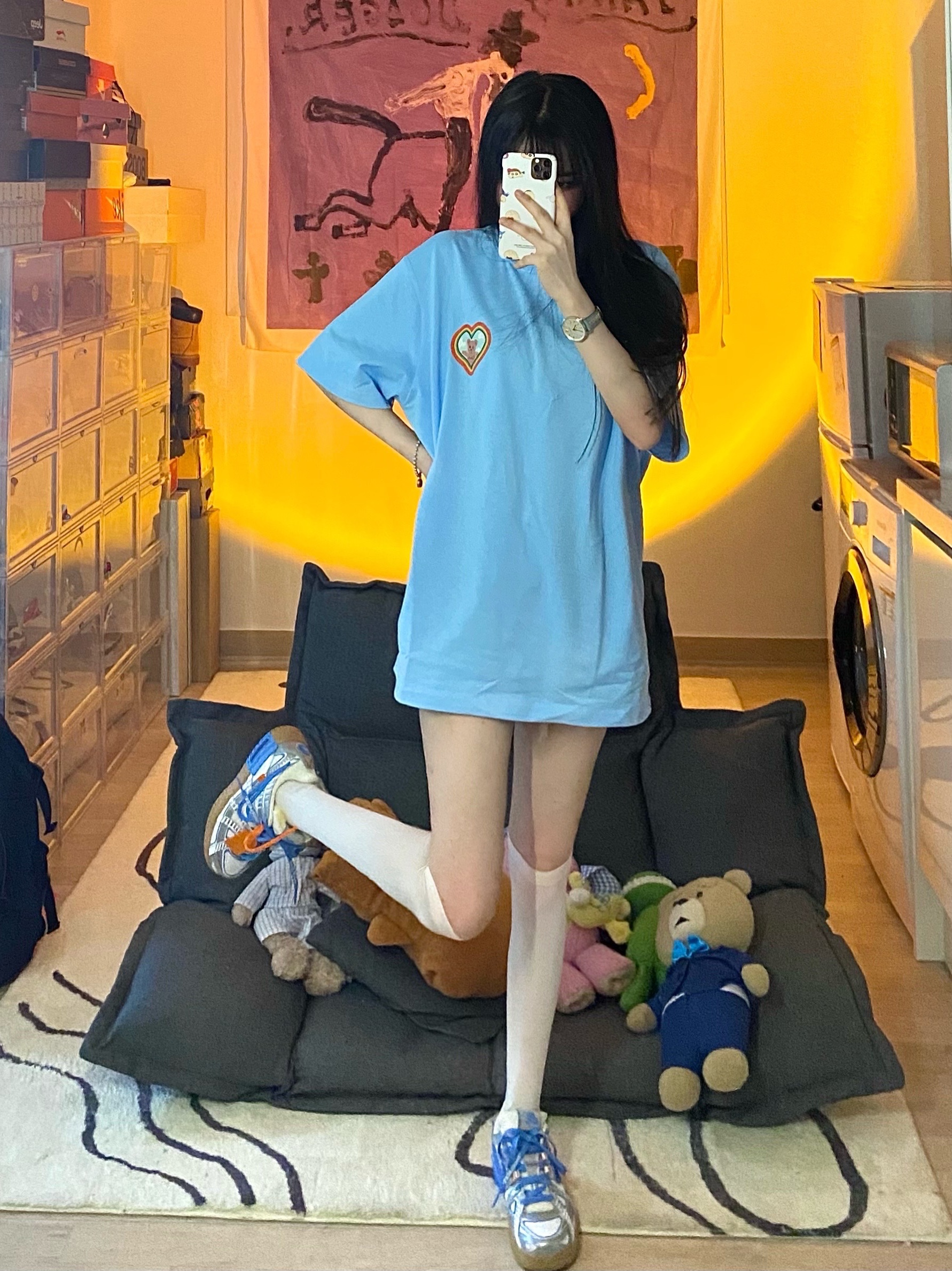 Nike x Off-White Air Rubber Dunk University Blue 착용 스타일 - 2
