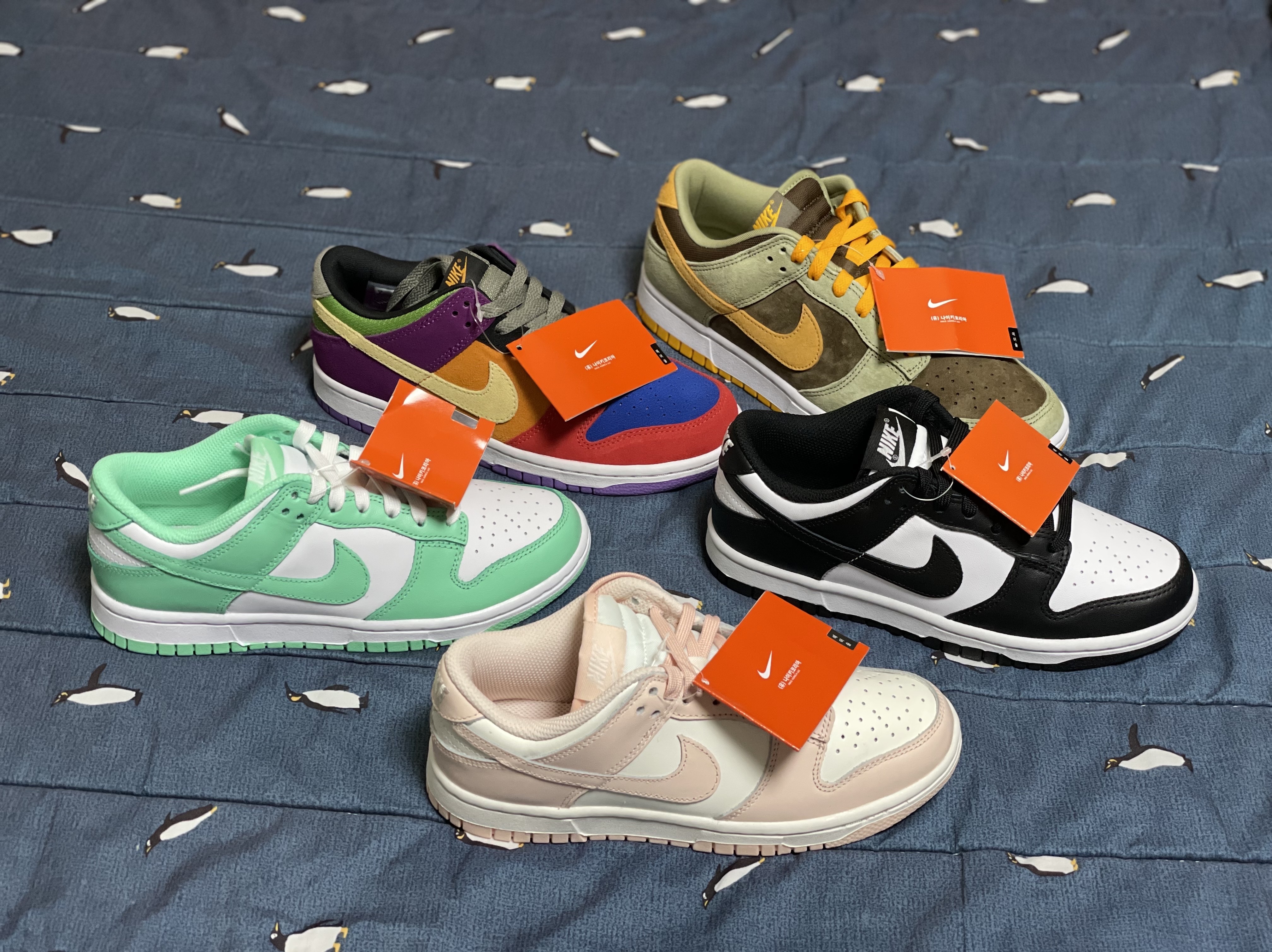 (W) Nike Dunk Low Black, (W) Nike Dunk Low Green Glow 착용 스타일