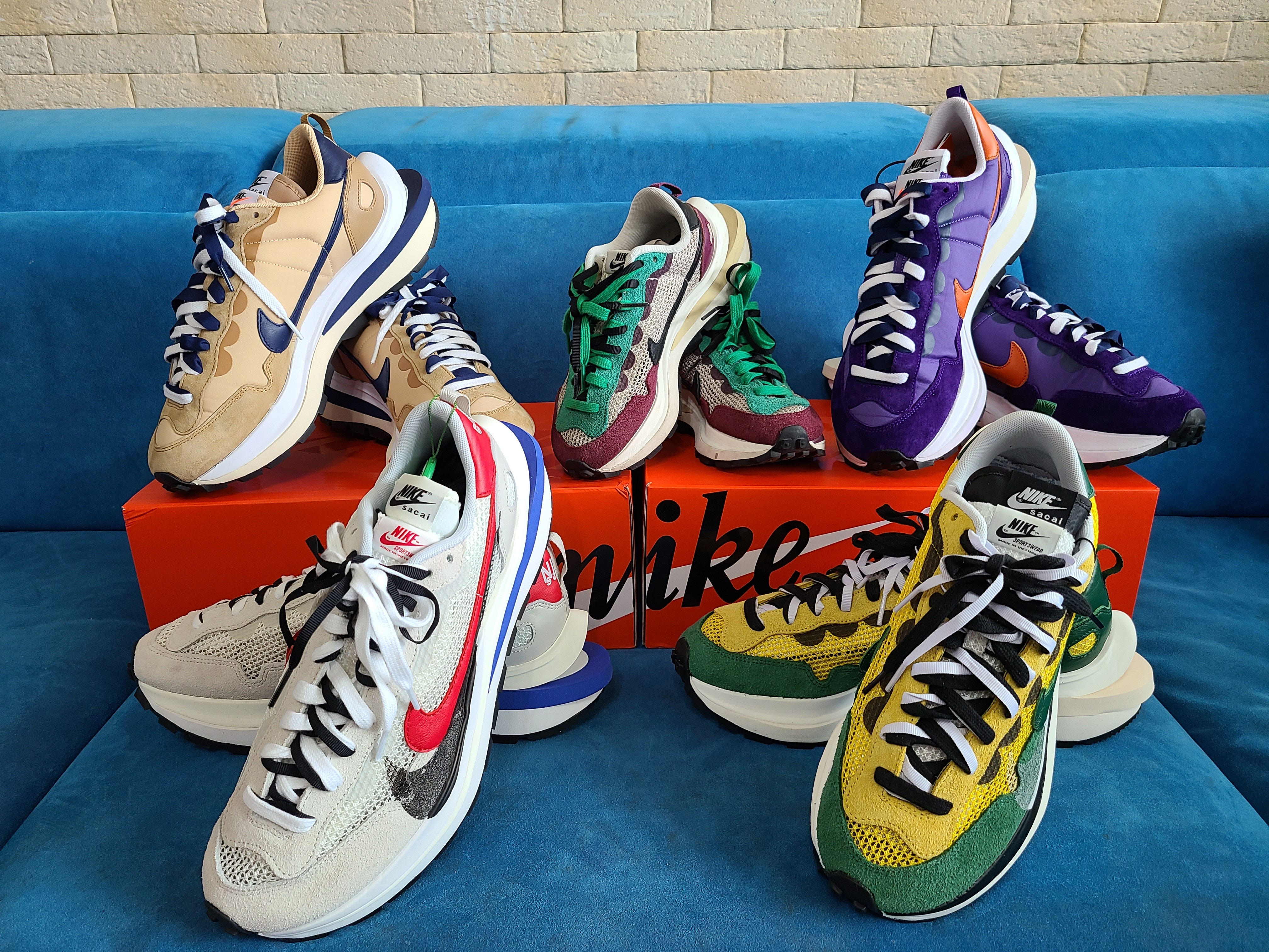 Nike x Sacai VaporWaffle Sesame and Blue Void, Nike x Sacai VaporWaffle Dark Iris 착용 스타일 - 1