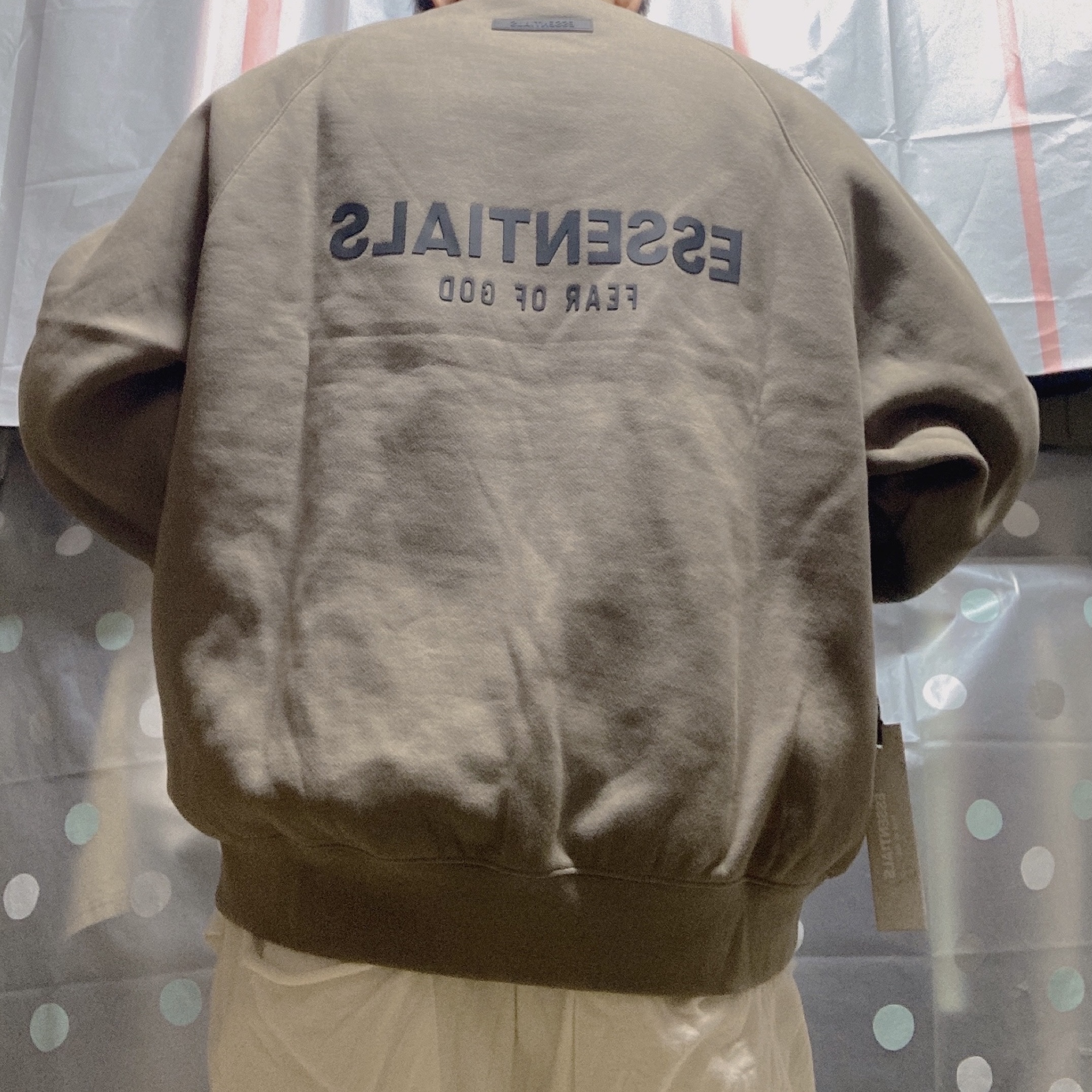 Essentials Pull-Over Crewneck Sweatshirt Taupe - 21SS 착용 스타일 - 1