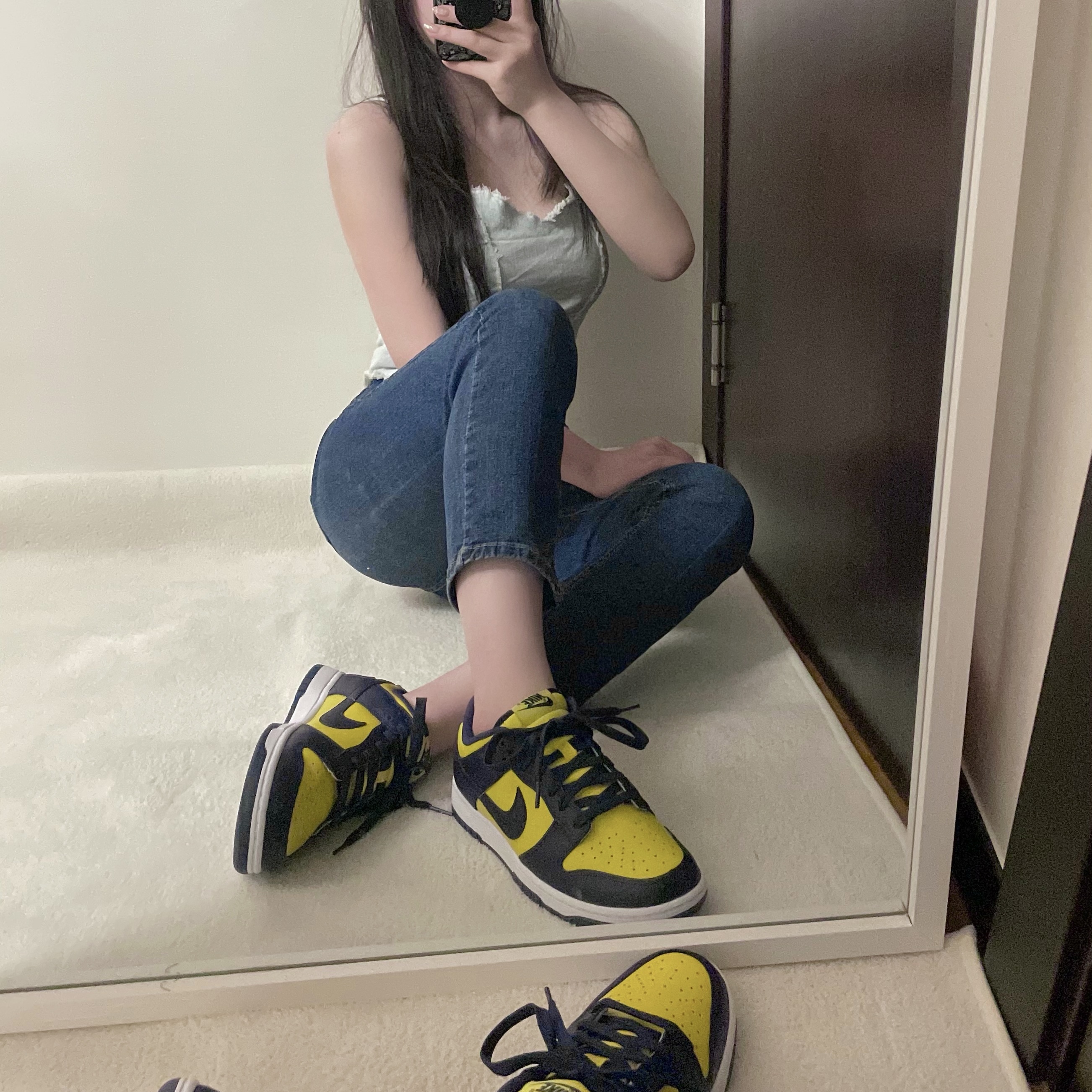 Nike Dunk Low Retro Varsity Maize, (GS) Nike Dunk Low Varsity Maize 착용 스타일