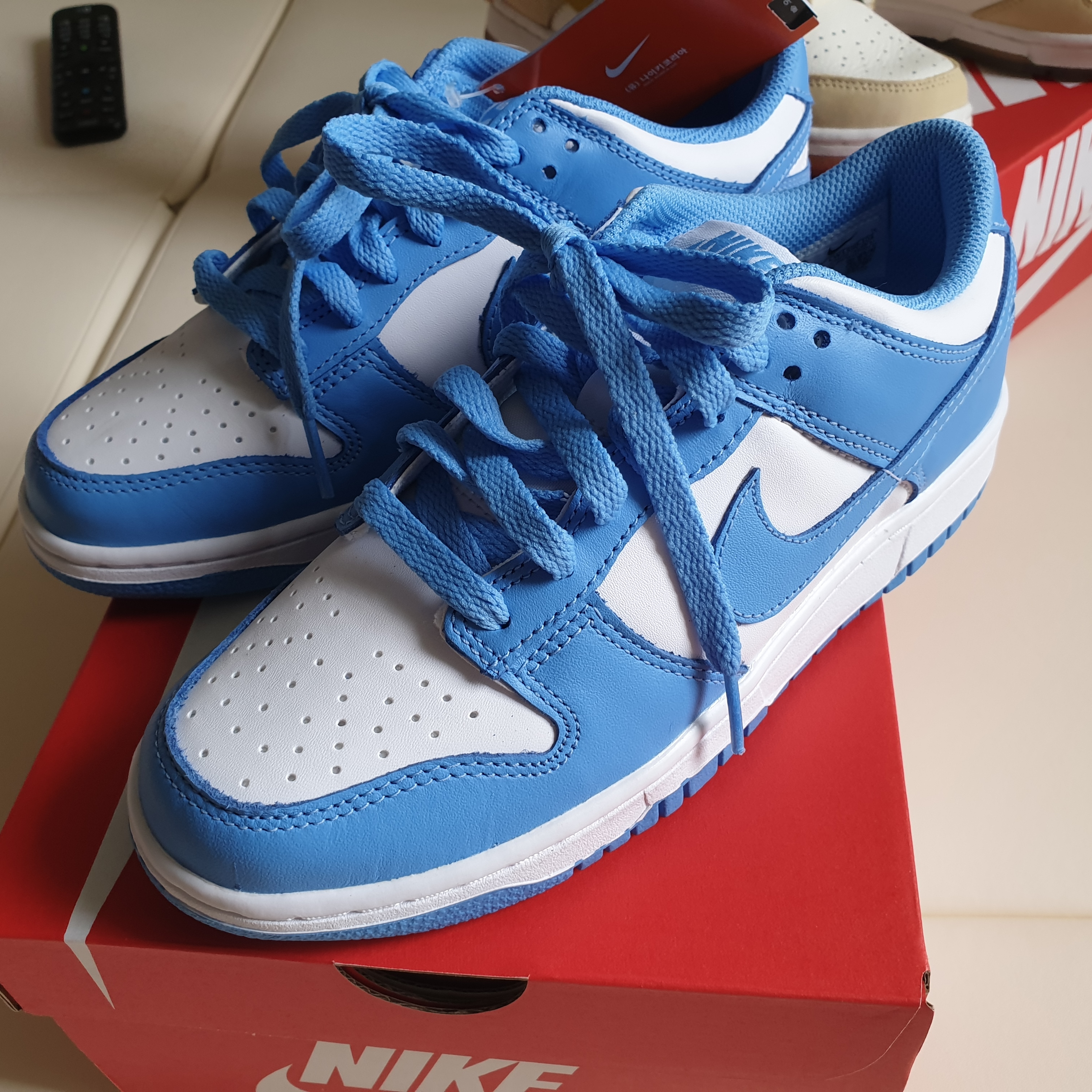 (GS) Nike Dunk Low University Blue, (W) Nike Dunk Low Lemon Drop 착용 스타일 - 2