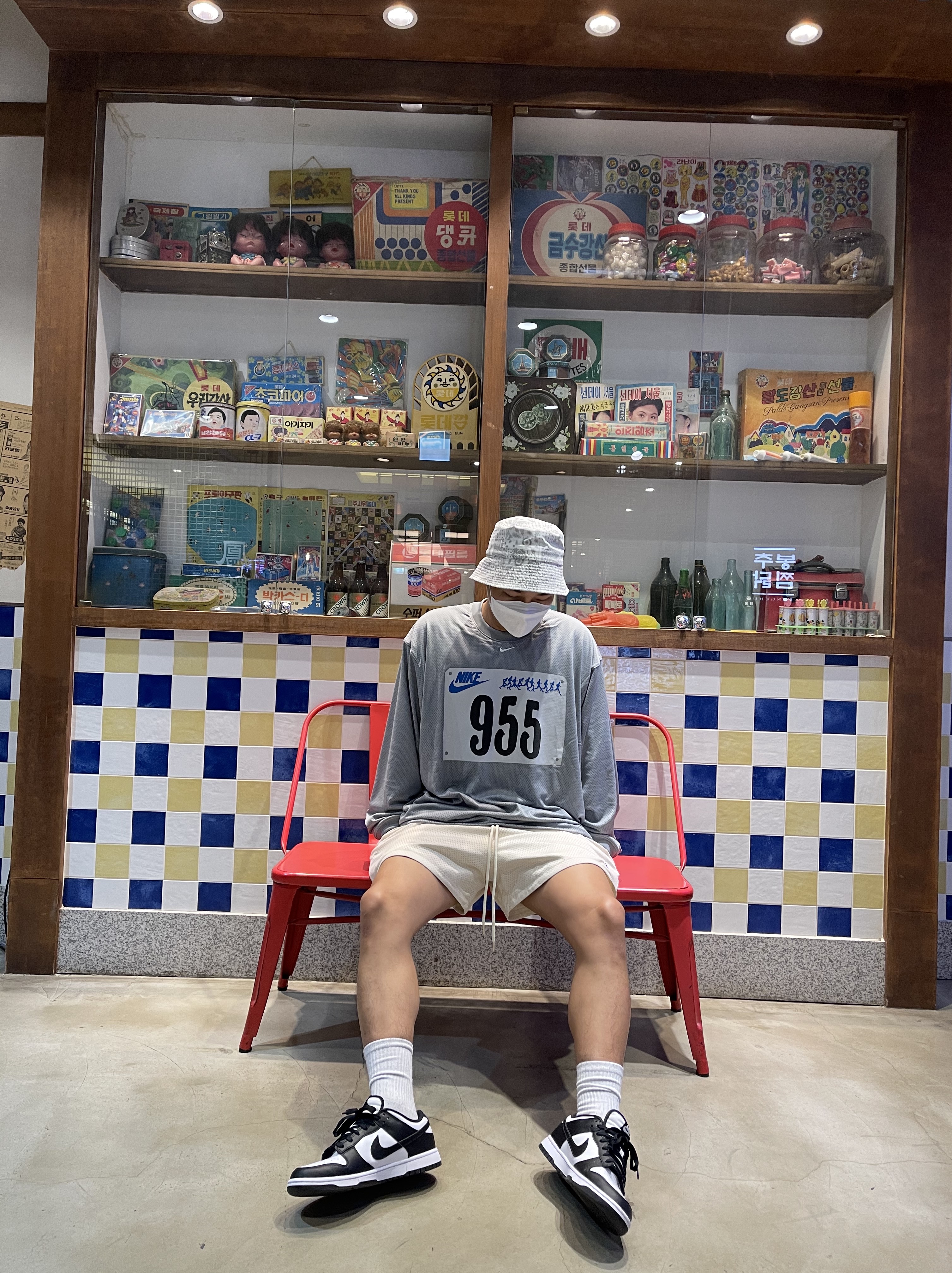 Nike Dunk Low Retro Black, Nike x Cactus Plant Flea Market L/S Jersey Grey - Asia 착용 스타일 - 1
