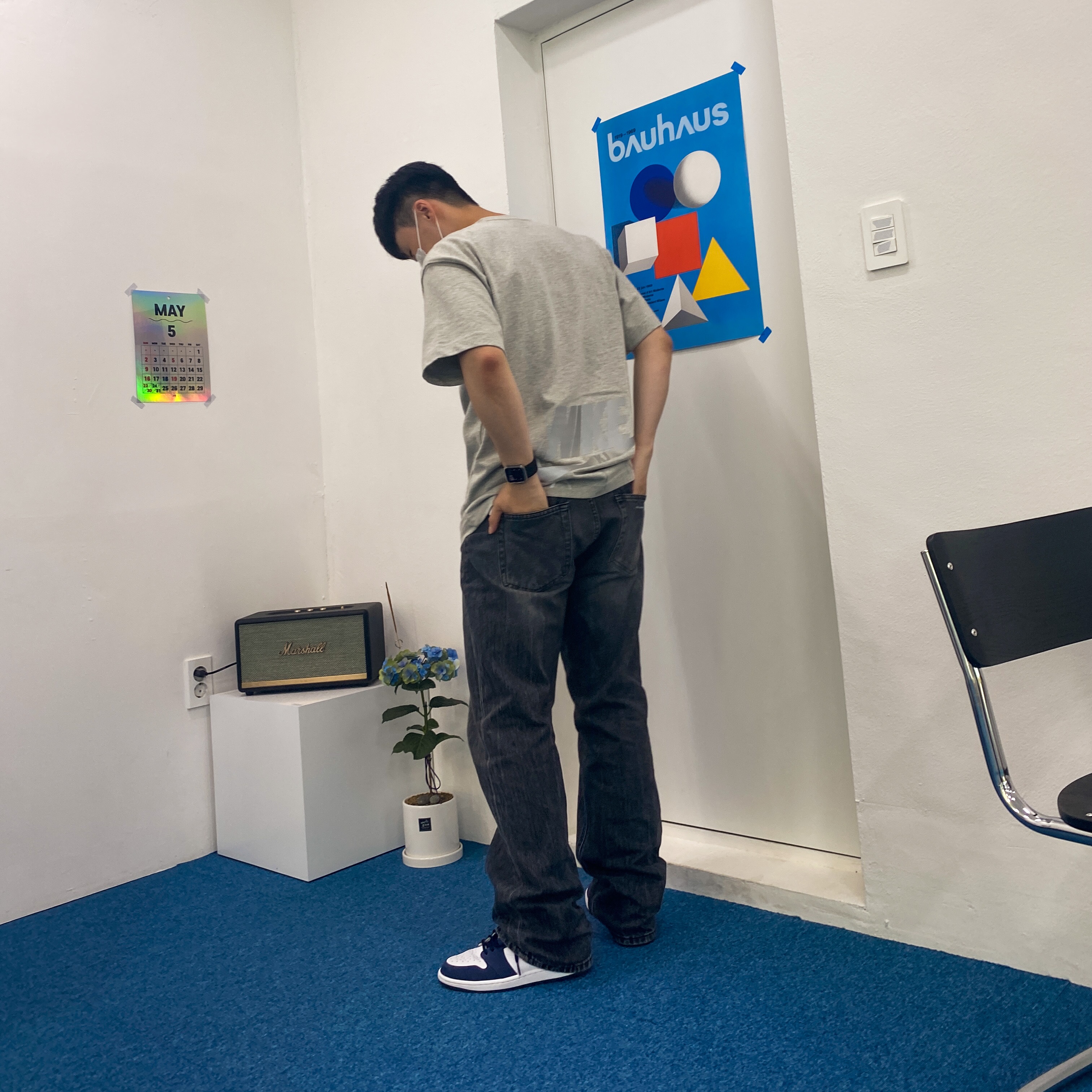 Nike x Kim Jones Oversized T-Shirt Grey Heather - Asia, Jordan 1 Retro High OG CO.JP Midnight Navy 착용 스타일 - 1