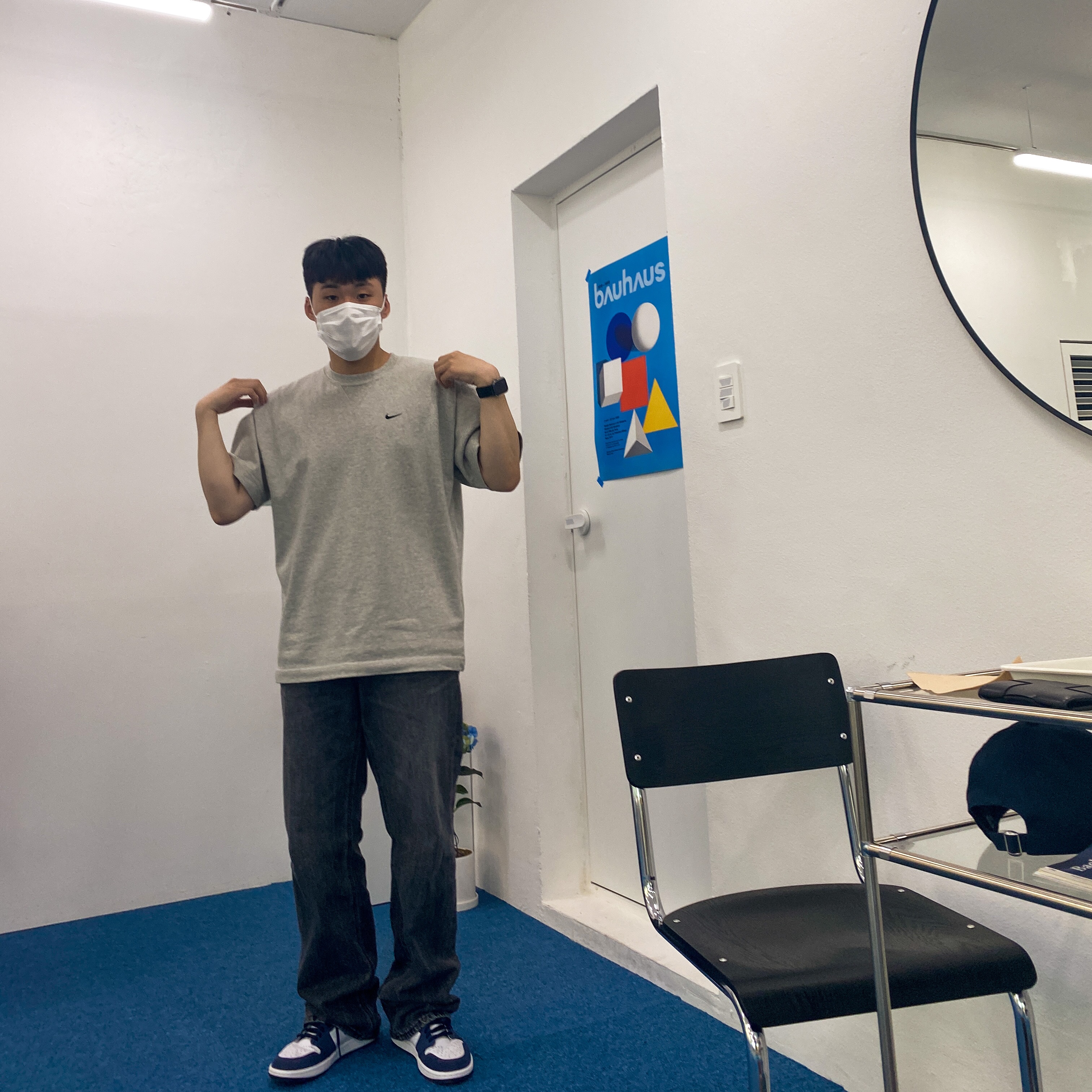 Nike x Kim Jones Oversized T-Shirt Grey Heather - Asia, Jordan 1 Retro High OG CO.JP Midnight Navy 착용 스타일 - 1
