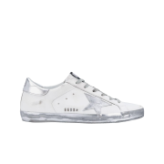 (W) Golden Goose Superstar White Silver Heel Tab Sneakers