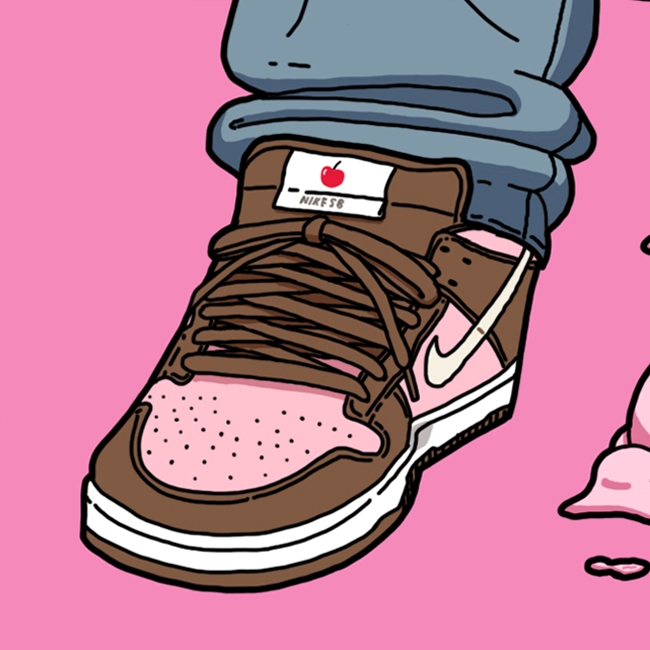 Nike x Stussy Dunk SB Low Cherry, Nike x Stussy WT T-Shirt White - Asia 착용 스타일 - 4