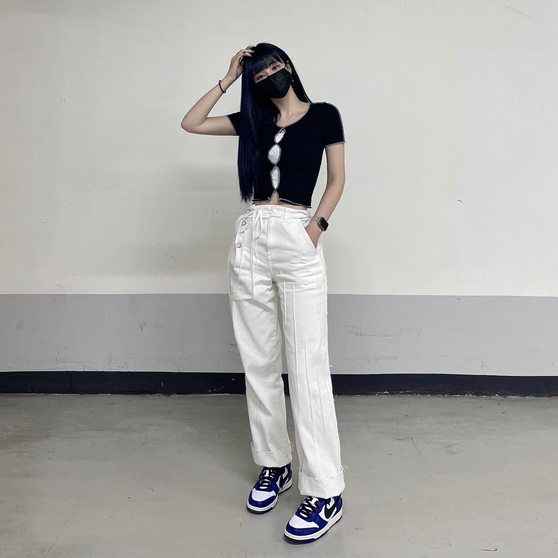 Nike x Ambush Dunk High Deep Royal Blue 착용 스타일 - 1