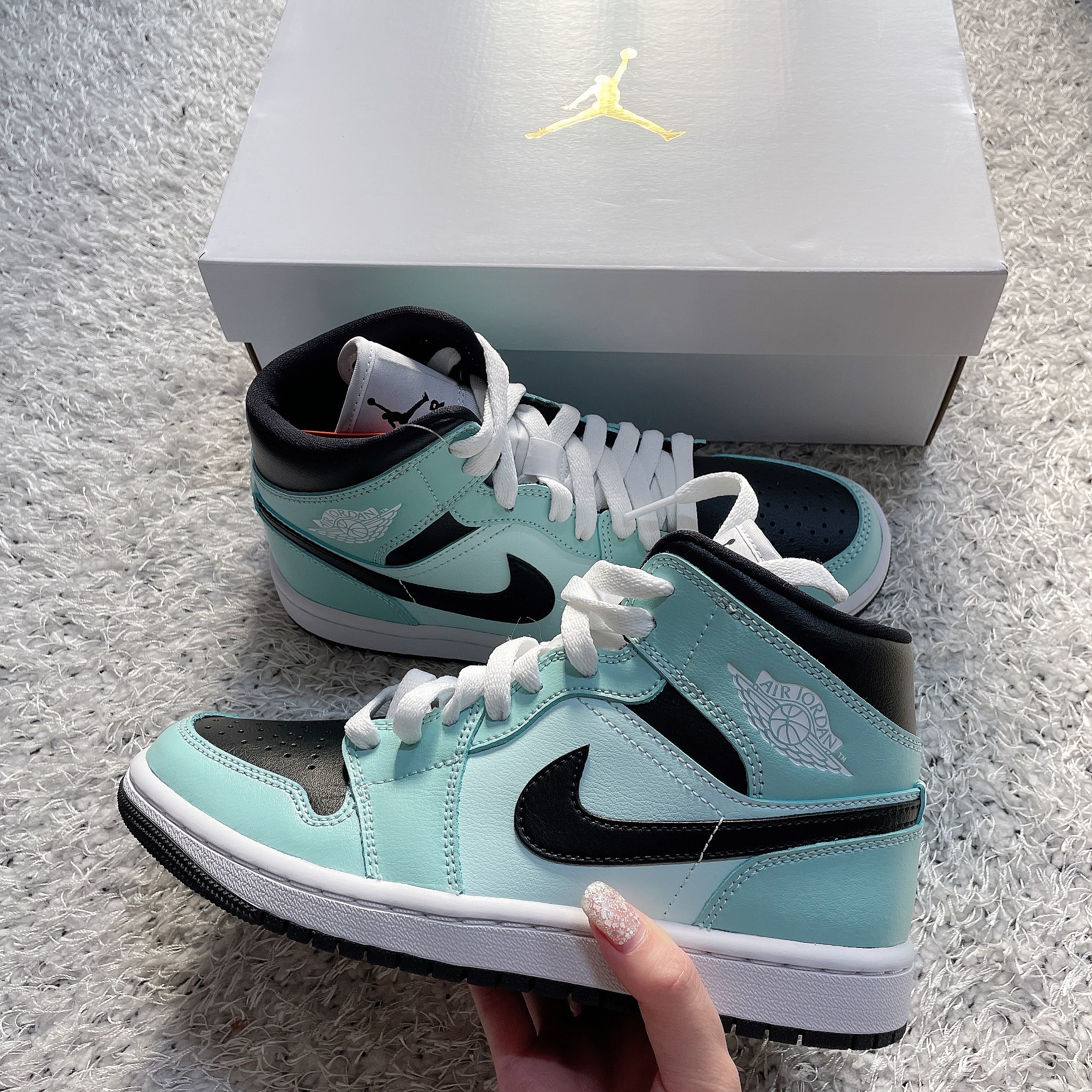 (W) Jordan 1 Mid Teal Tint 착용 스타일 - 2