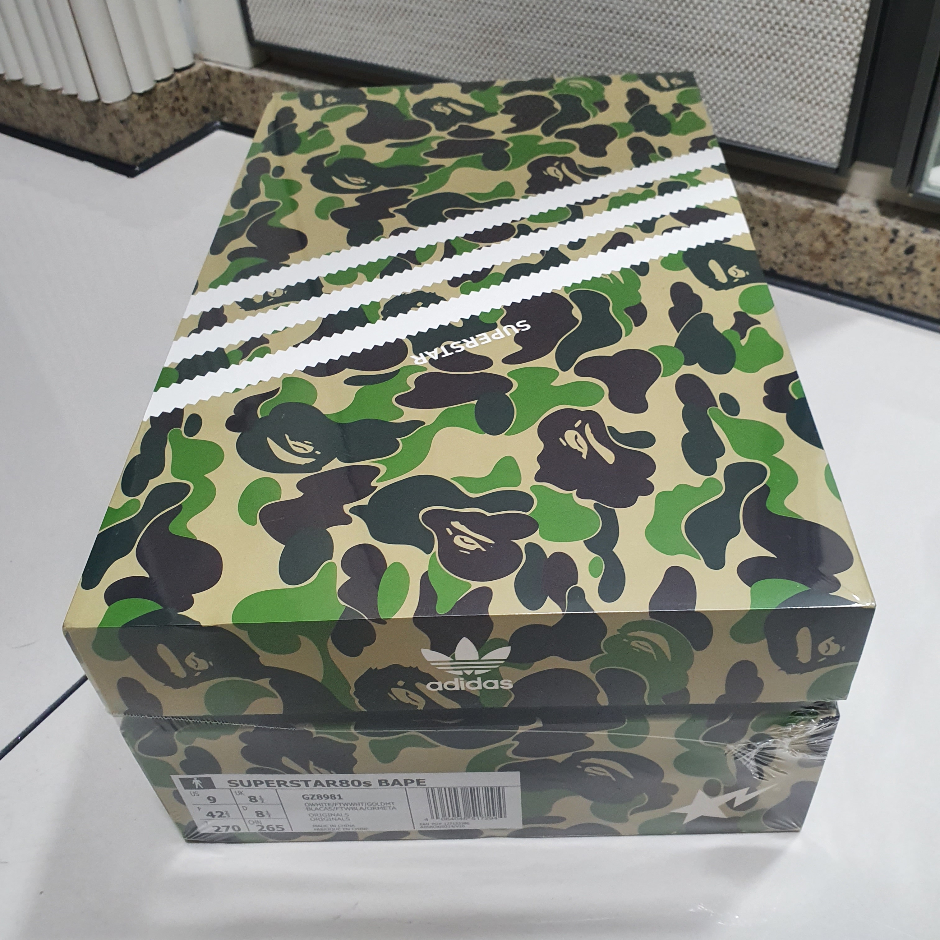 Adidas x BAPE Superstar 80s Green Camo 착용 스타일 - 1