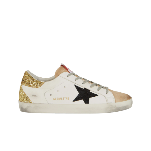 (W) Golden Goose Superstar White Gold Glitter Heel Tab Sneakers