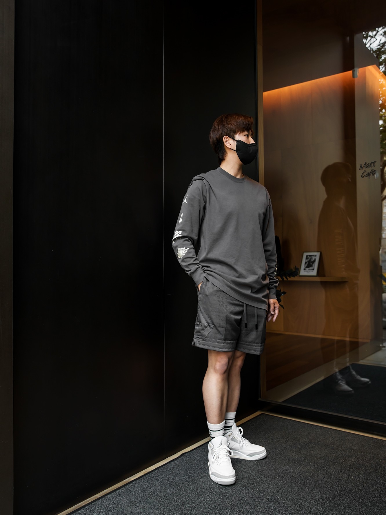 (W) Jordan 3 x A Ma Maniere Retro SP, Jordan x A Ma Maniere L/S T-Shirt Midnight Fog - Asia 착용 스타일 - 2