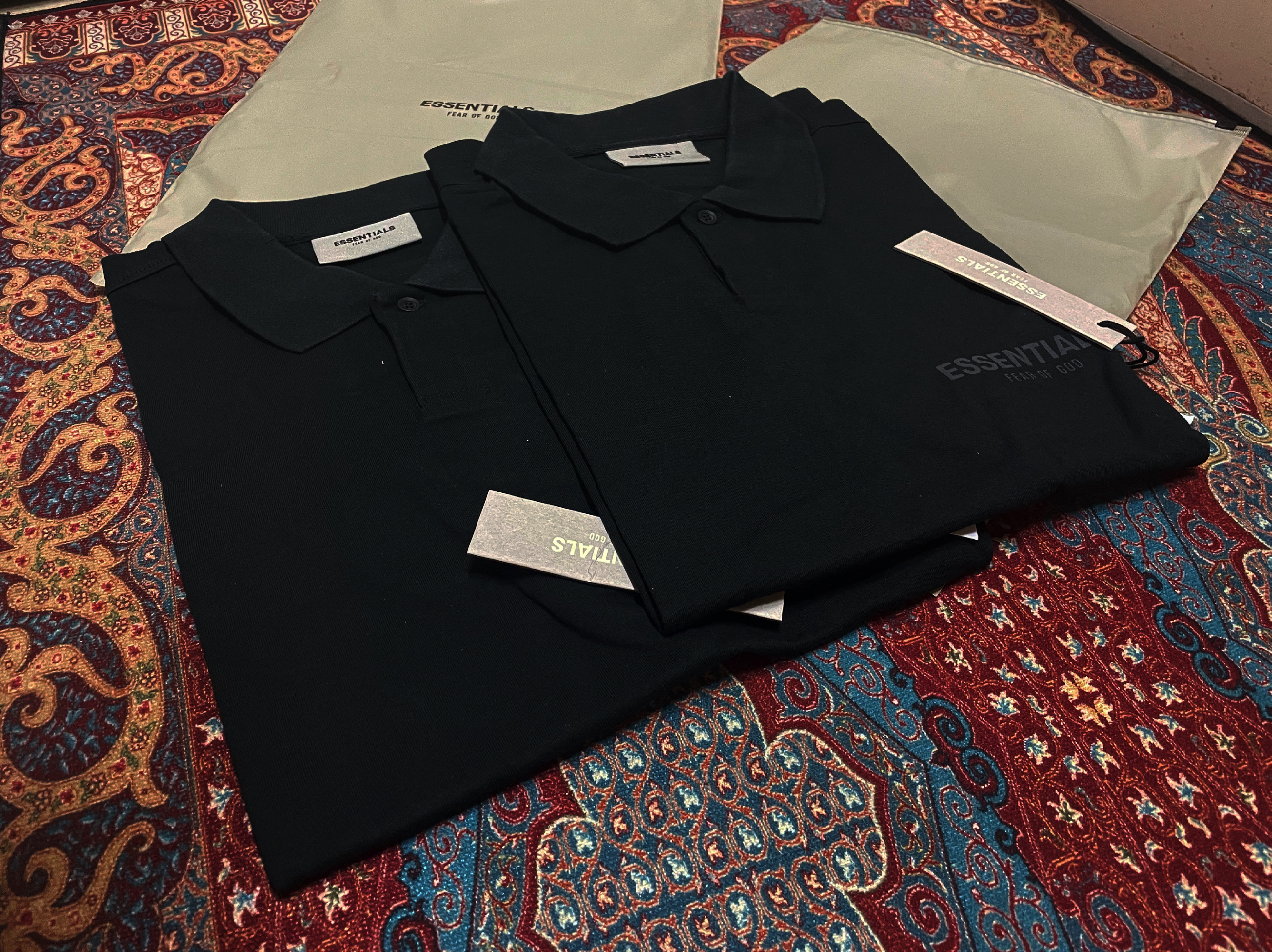 Essentials Short Sleeve Boxy Polo Dark Slate/Stretch Limo/Black - 20SS 착용 스타일