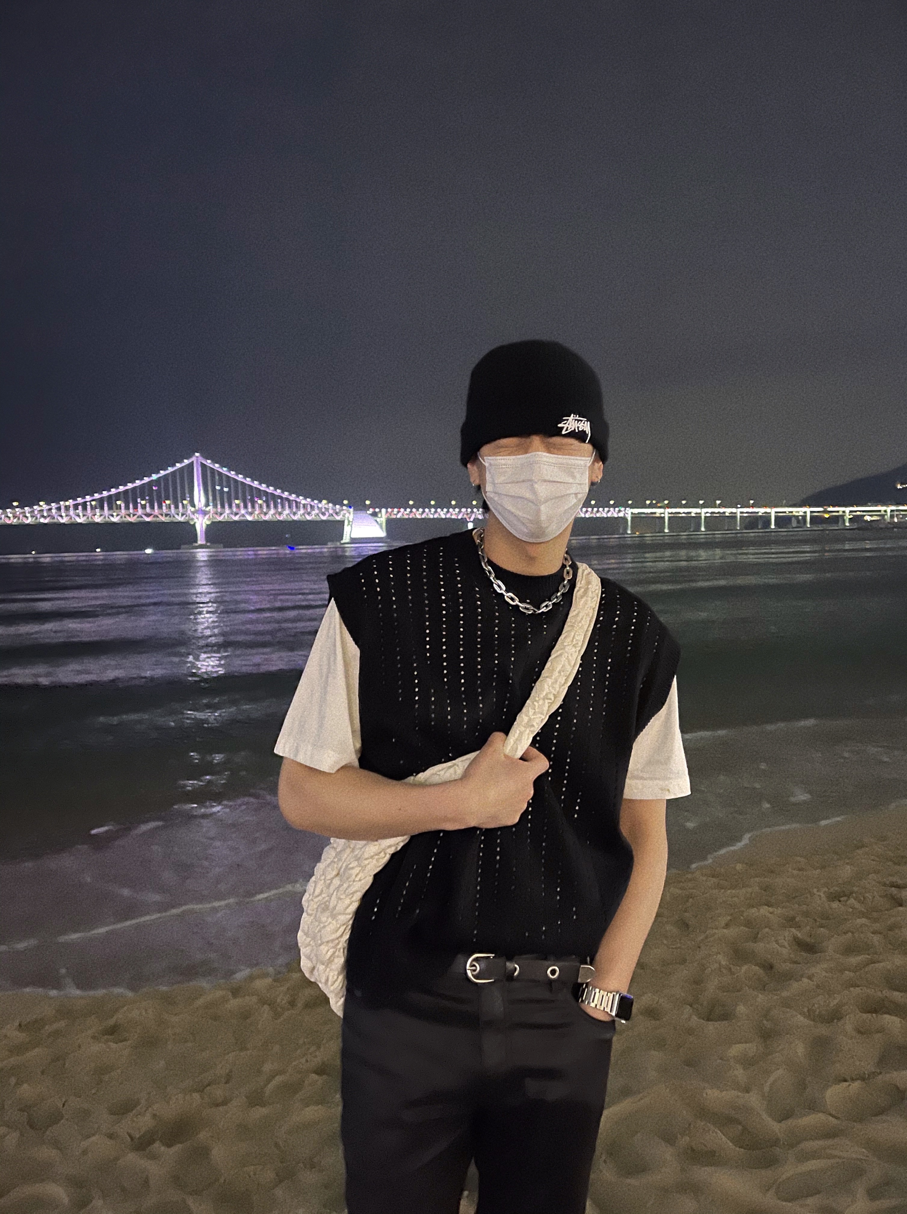 Nike x Stussy Cuff Beanie Black, Jordan 1 Mid Pine Green 착용 스타일 - 1