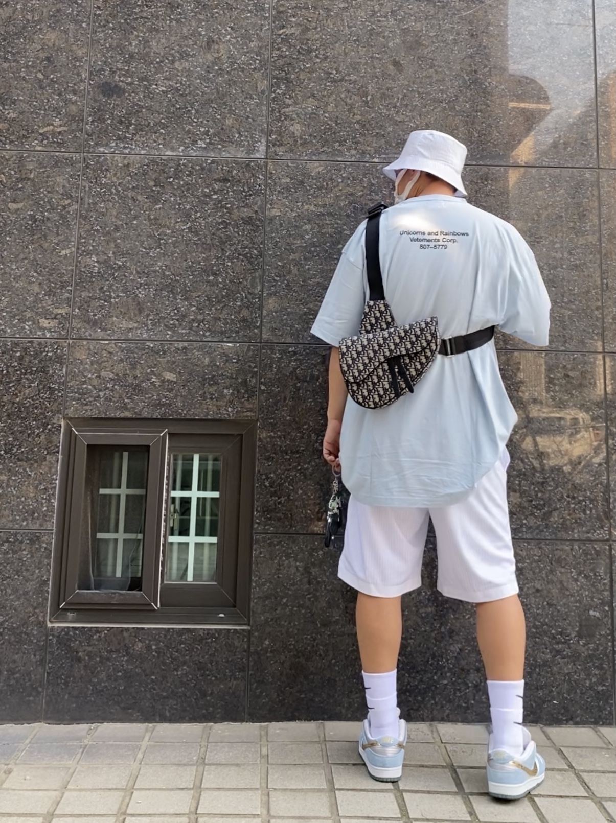 Nike x Kim Jones Bucket Hat White, Nike x Kim Jones Mesh Shorts White - Asia 착용 스타일 - 2