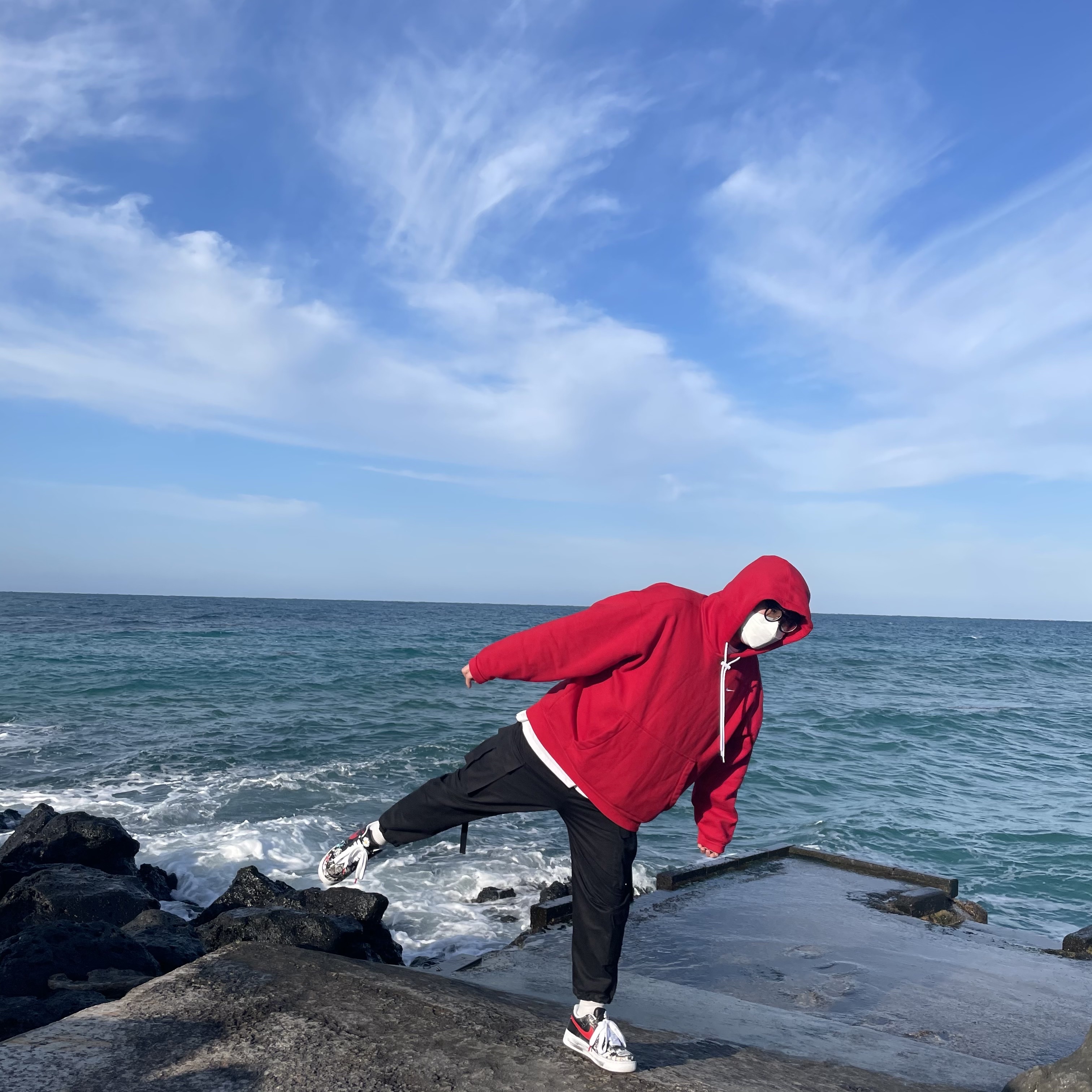 Nike x Peaceminusone Air Force 1 Low Para-Noise - Korea Exclusive, Nike M NRG Hoodie Red 착용 스타일