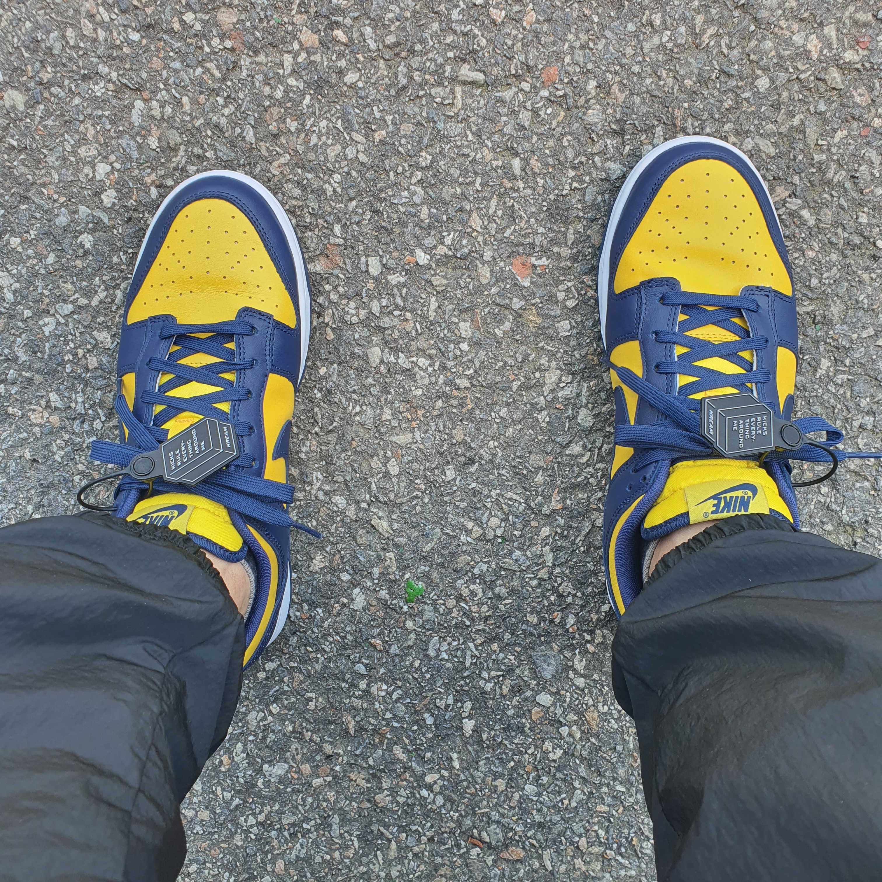 Nike Dunk Low Retro Varsity Maize, Nike M NRG Solo Swoosh Track Pants Black - Asia 착용 스타일 - 2