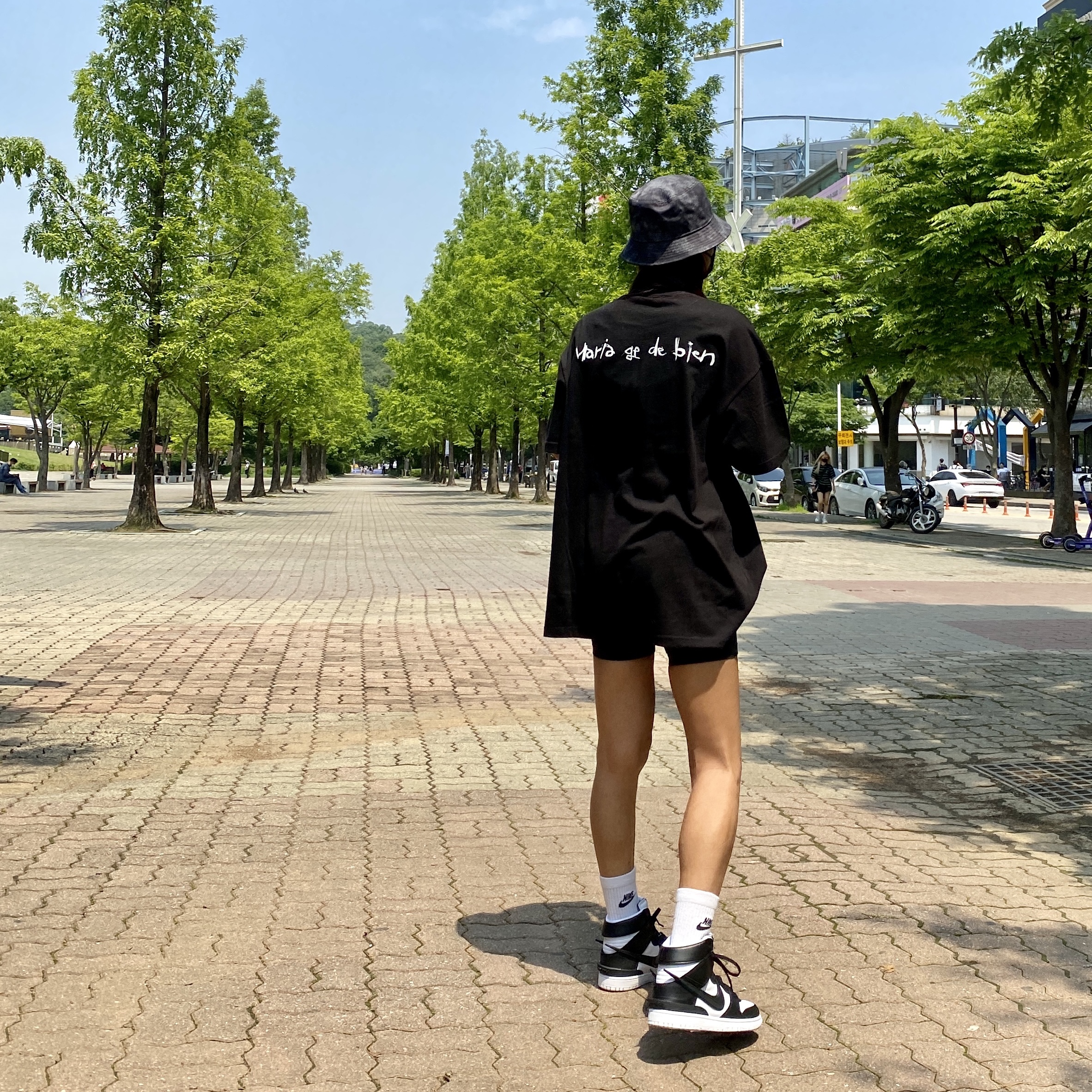 Nike x Ambush Dunk High Black, Nike Bucket Futura Tie-Dye Black 착용 스타일 - 2