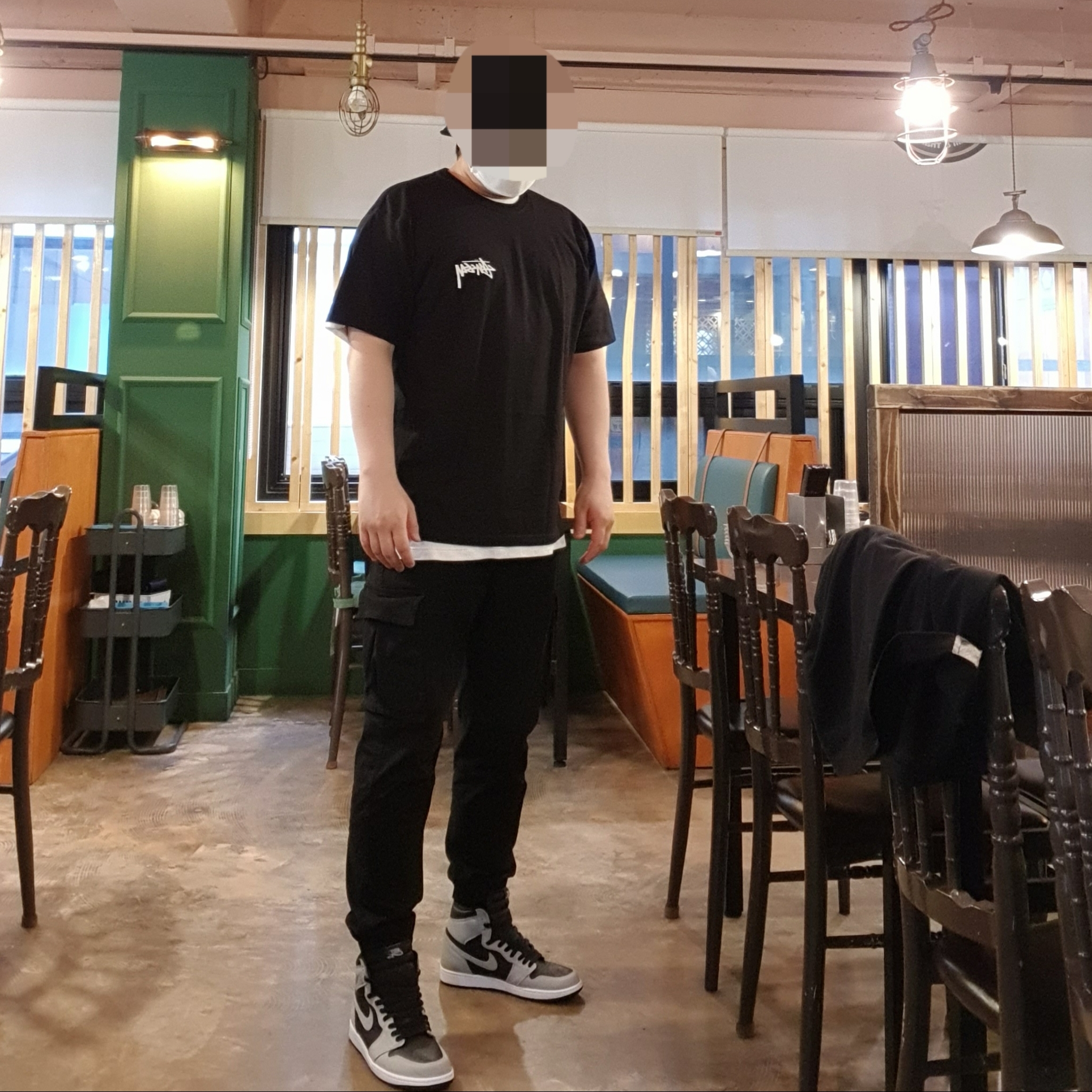 Jordan 1 Retro High OG Shadow 2.0, Stussy Reflection T-Shirt Black 착용 스타일 - 2