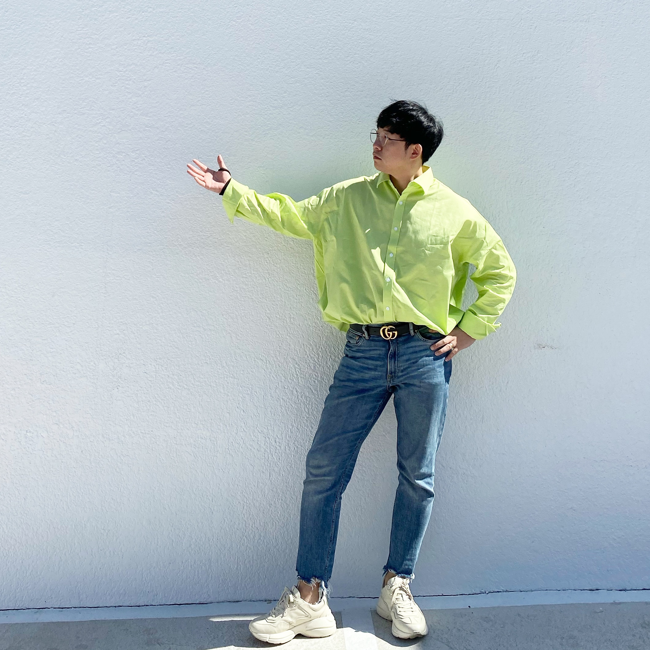 Gucci Rhyton Leather Sneakers Logo, (W) Gucci Rhyton Leather Sneakers Logo 착용 스타일