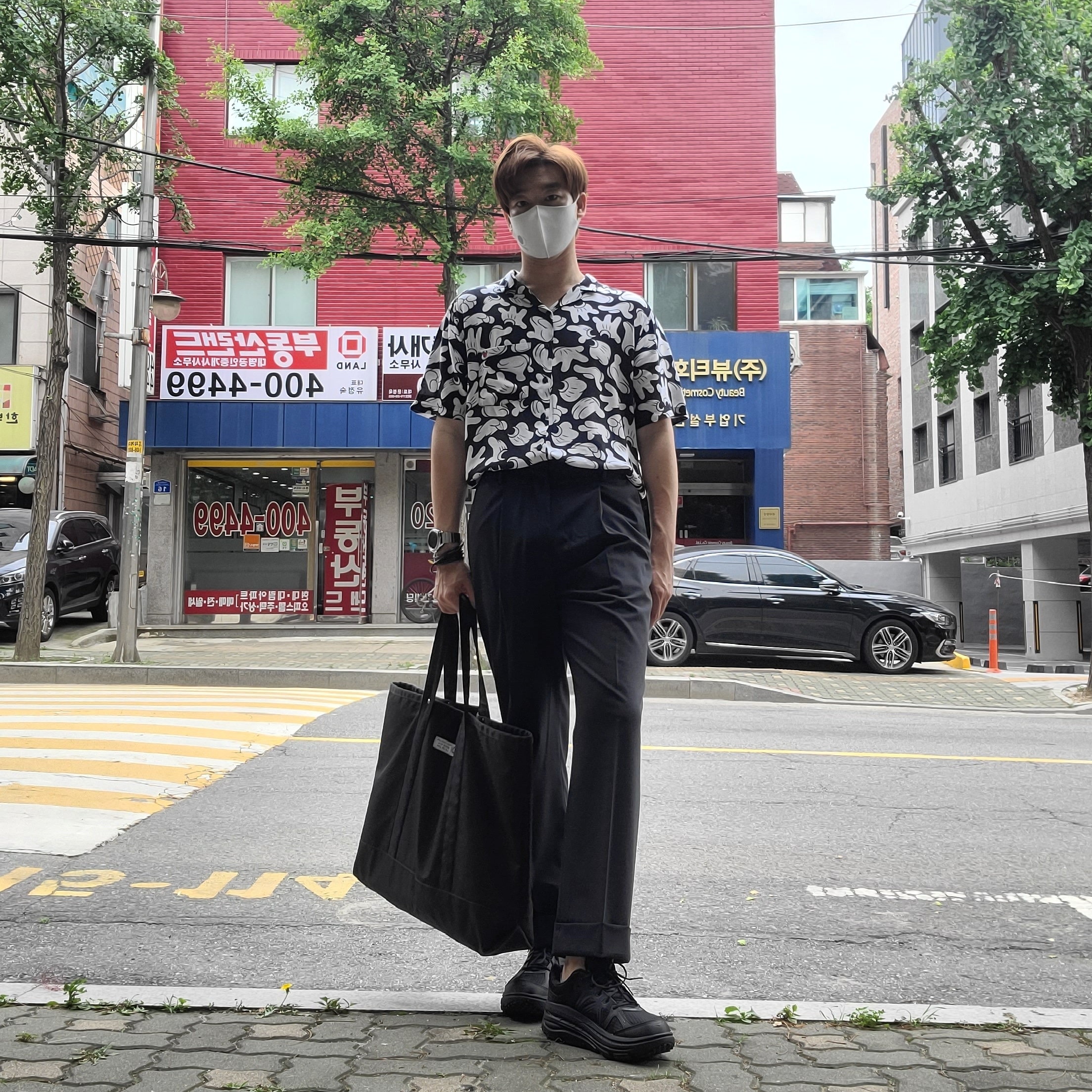 Hoka x Engineered Garments Bondi B Black 착용 스타일