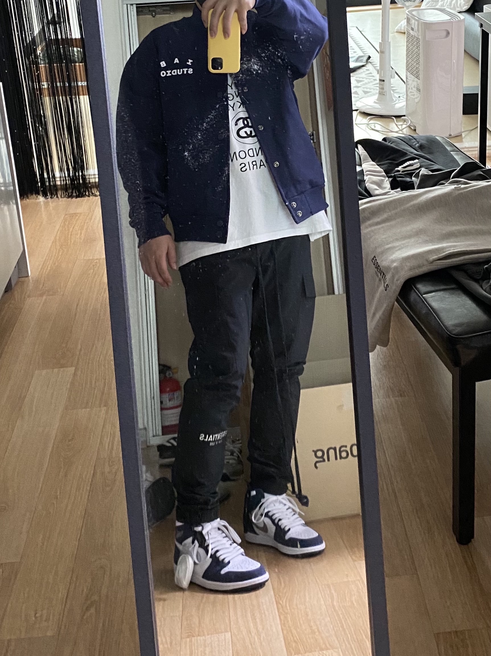 IAB Studio Cotton Stadium Jacket Navy - 21SS 착용 스타일