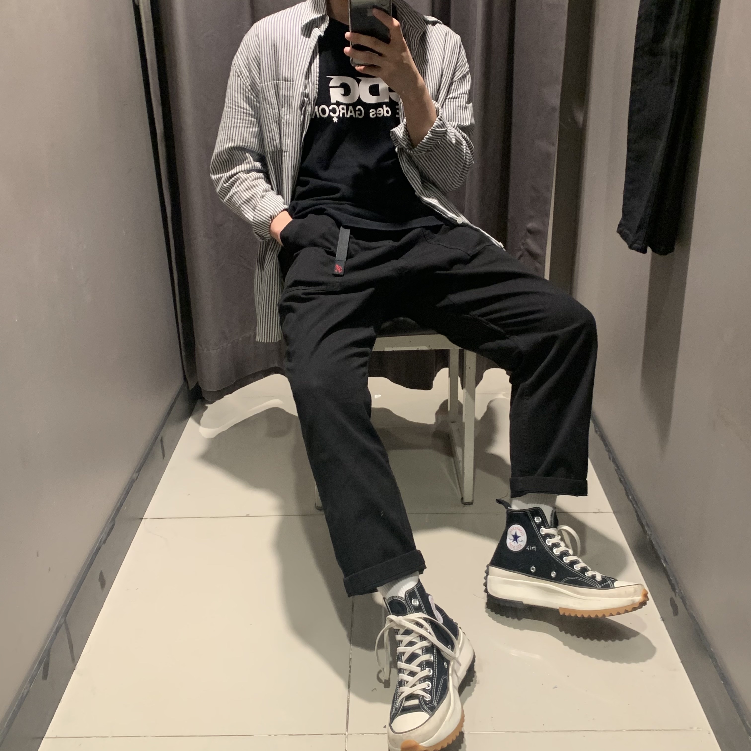 Converse x JW Anderson Run Star Hike Hi Black 착용 스타일