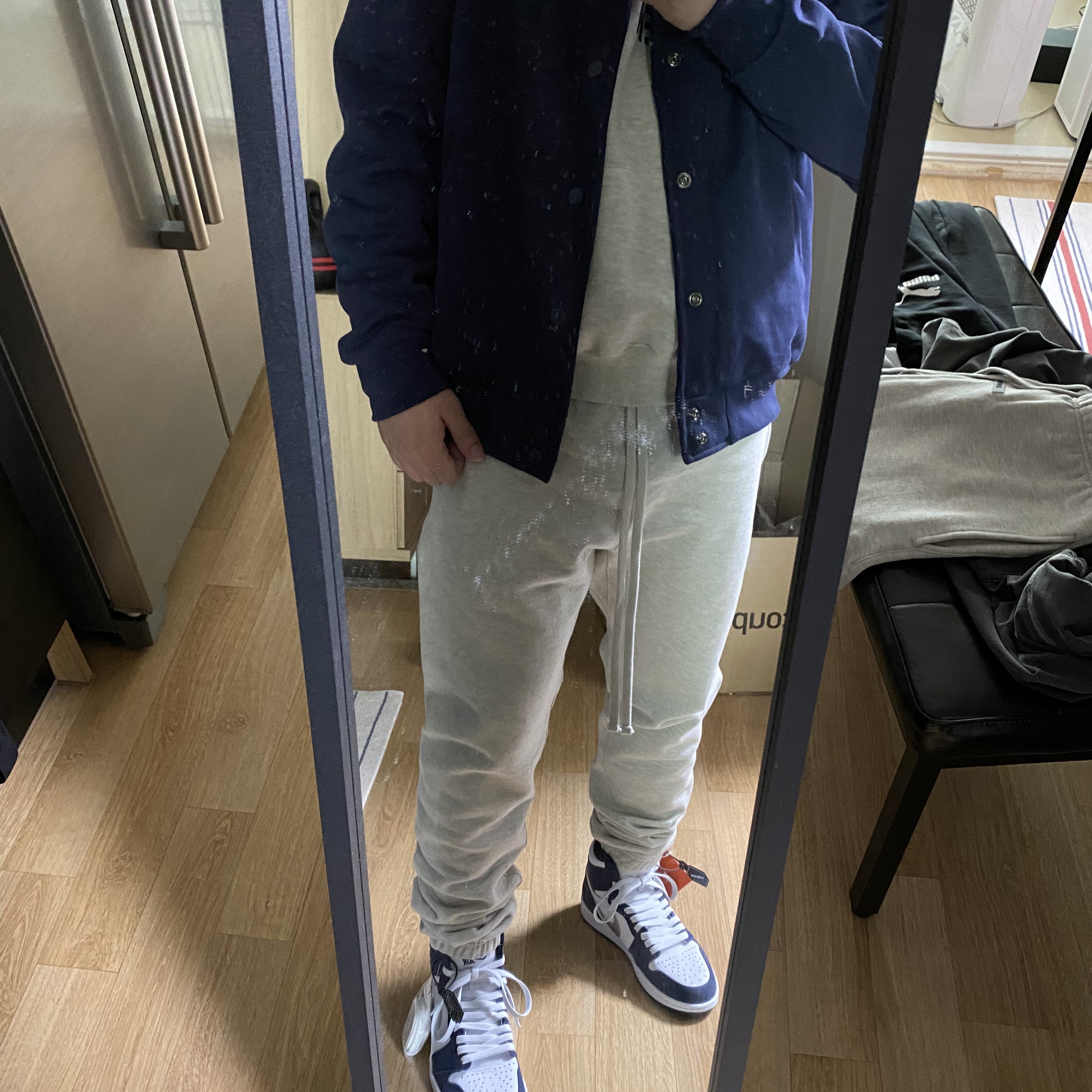 IAB Studio Cotton Stadium Jacket Navy - 21SS, Jordan 1 Retro High OG CO.JP Midnight Navy 착용 스타일