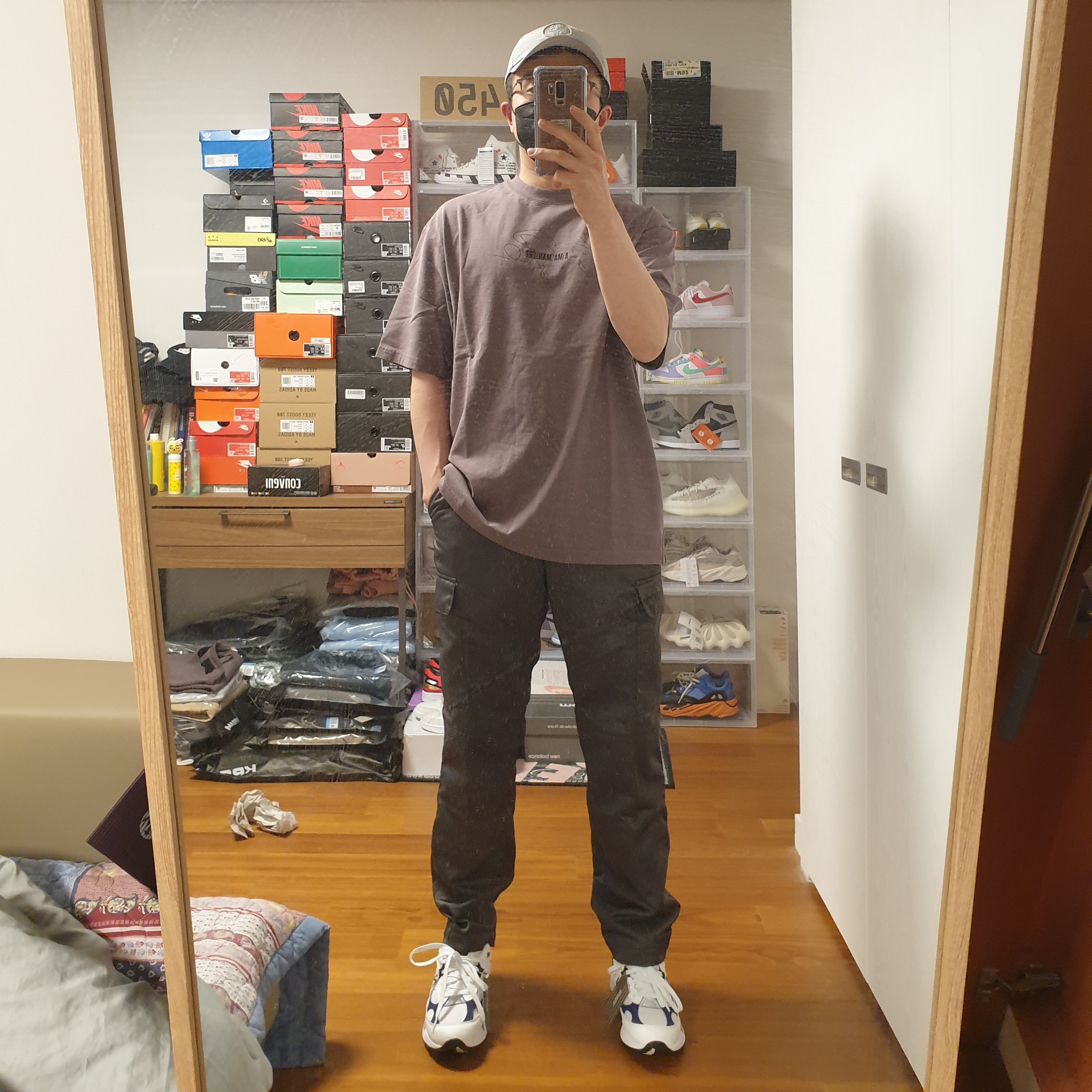 Jordan x A Ma Maniere Woven Cargo Pants Midnight Fog - Asia, Jordan x A Ma Maniere T-Shirt Violet Ore - US/EU 착용 스타일 - 2