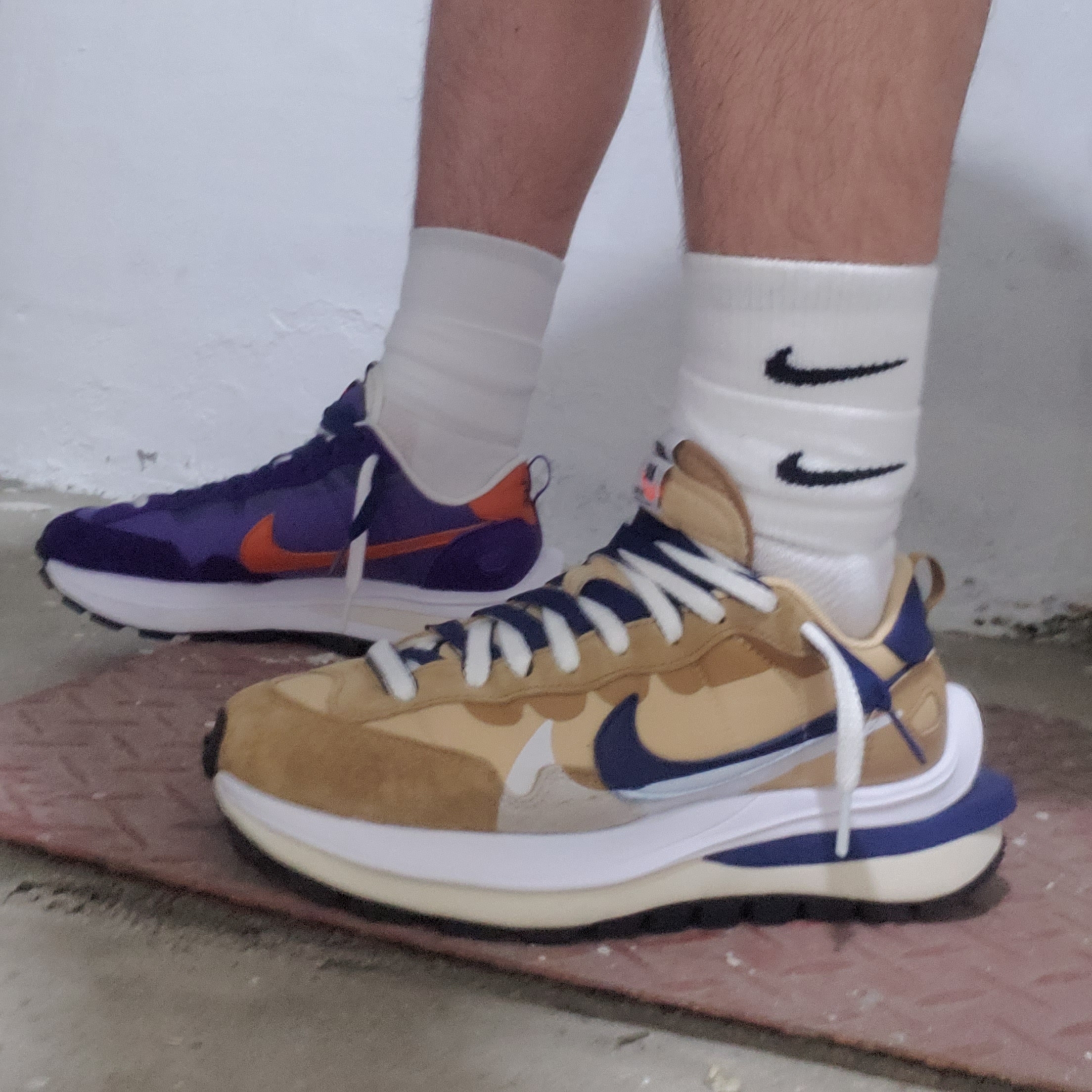 Nike x Matthew M Williams NRG Socks White, Nike x Sacai VaporWaffle Dark Iris 착용 스타일