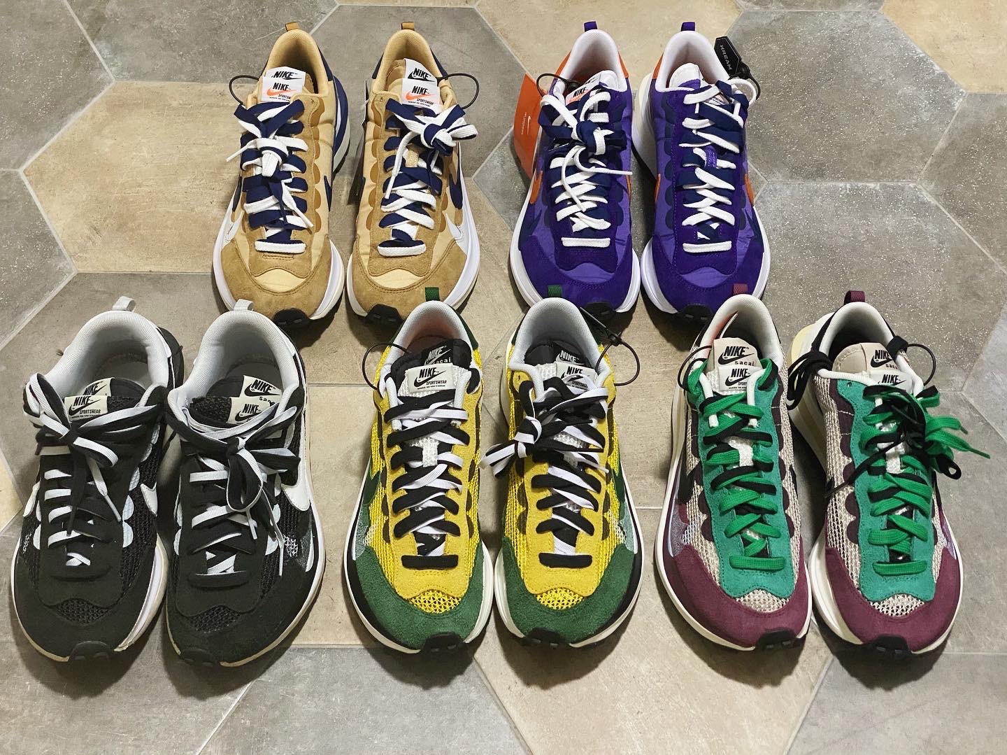 Nike x Sacai VaporWaffle Sesame and Blue Void, Nike x Sacai VaporWaffle Dark Iris 착용 스타일 - 1