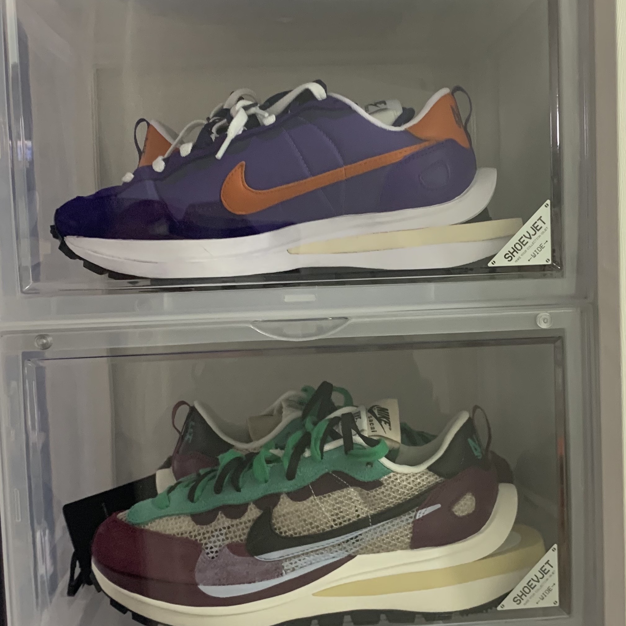 Nike x Sacai VaporWaffle Dark Iris, Nike x Sacai VaporWaffle String & Black Villain Red 착용 스타일