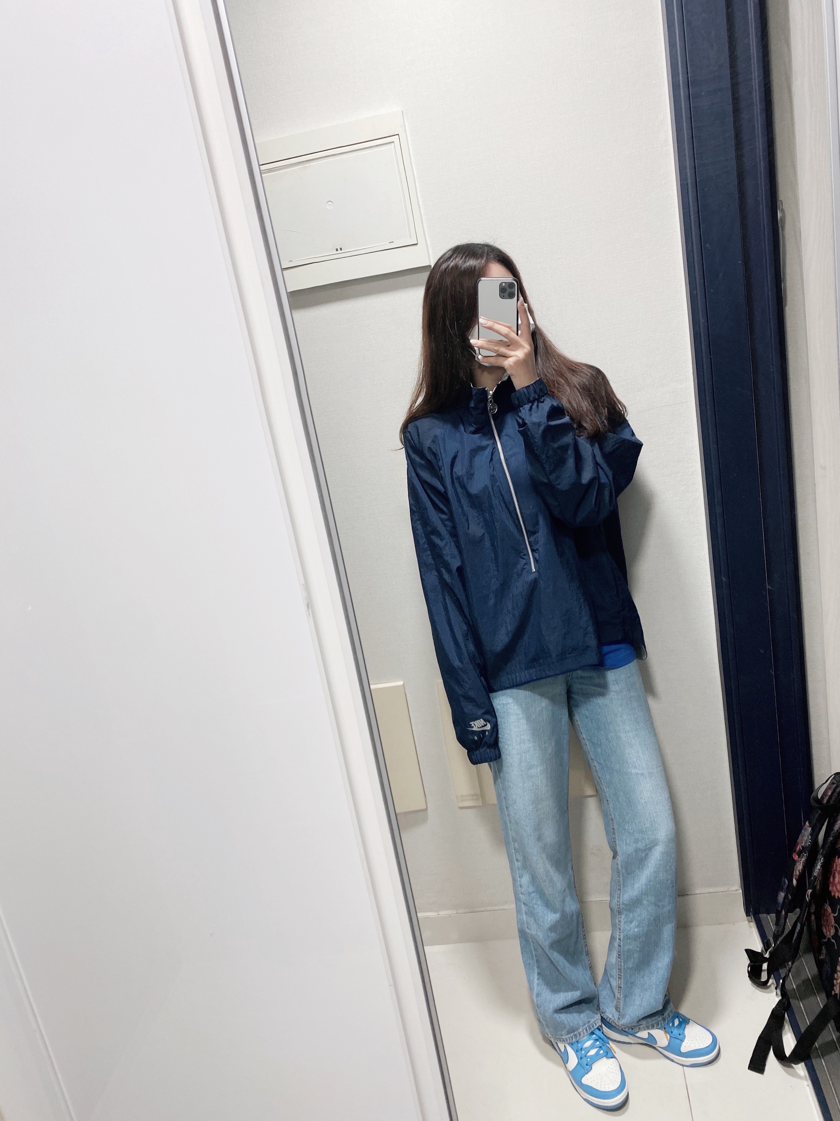 Nike x Kim Jones Reversible Wind Breaker Navy - US/EU, (W) Nike Dunk Low Coast 착용 스타일 - 1