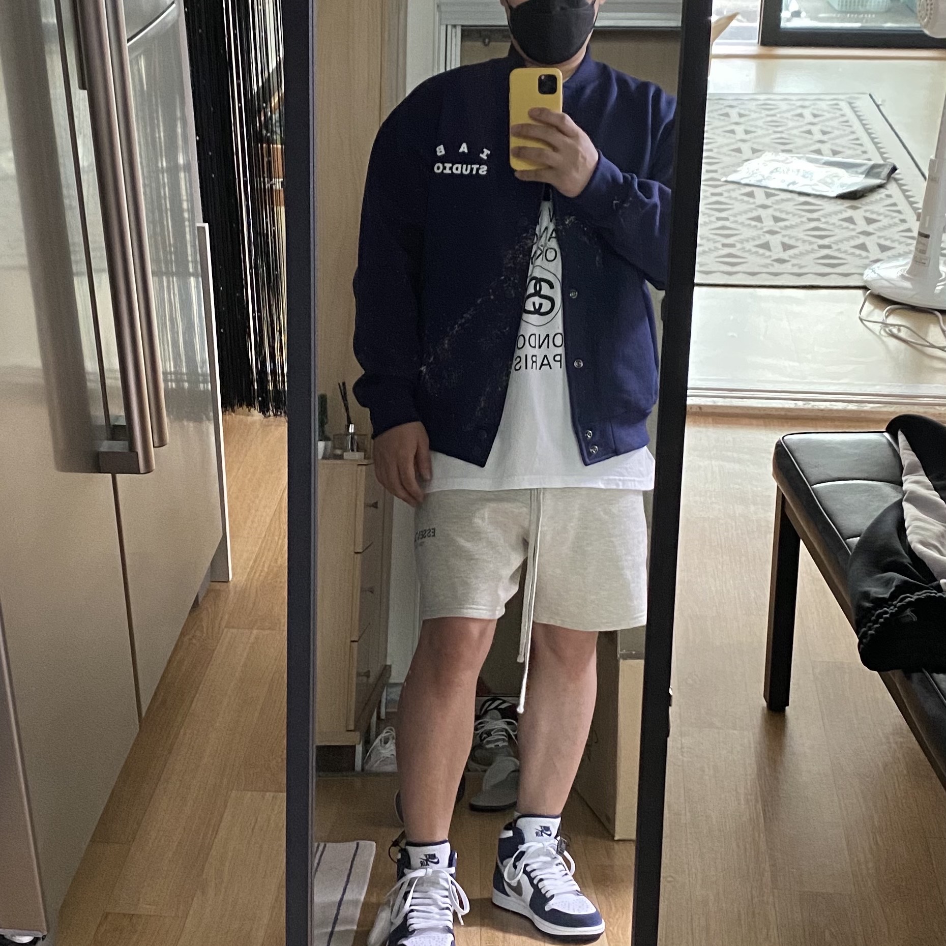 IAB Studio Cotton Stadium Jacket Navy - 21SS 착용 스타일