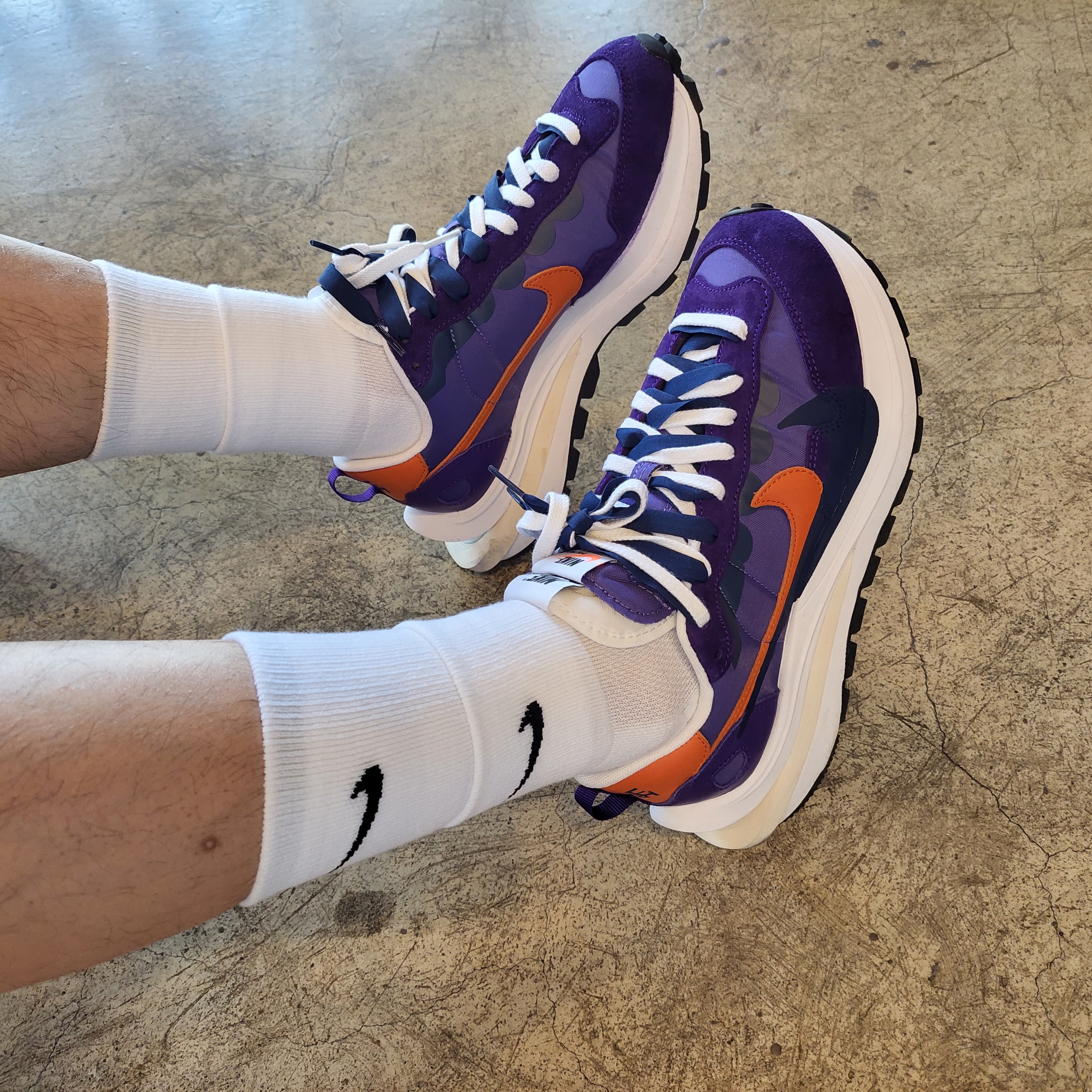 Nike x Sacai VaporWaffle Dark Iris, Nike x Matthew M Williams NRG Socks White 착용 스타일 - 2