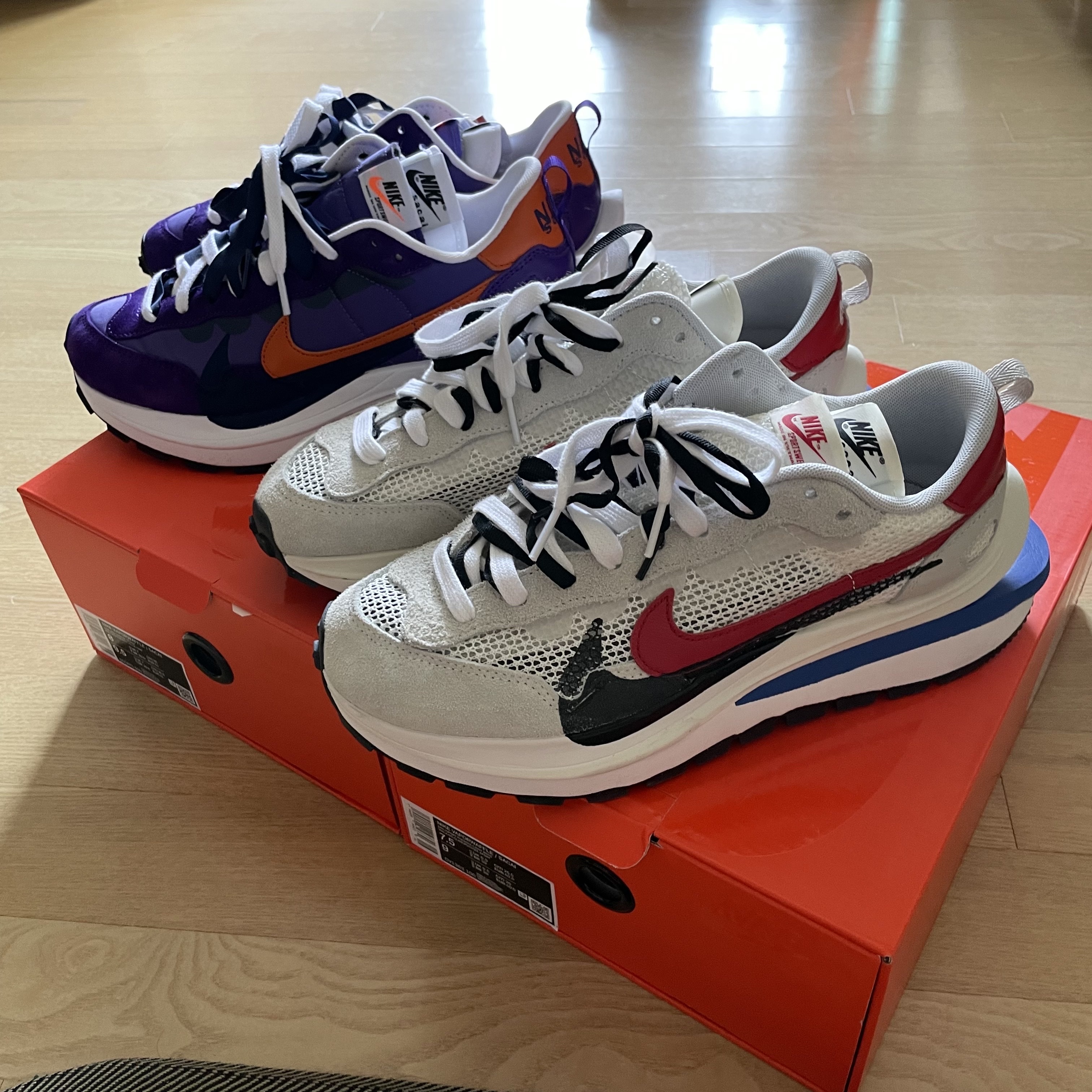 Nike x Sacai VaporWaffle Royal Fuchsia, Nike x Sacai VaporWaffle Dark Iris 착용 스타일