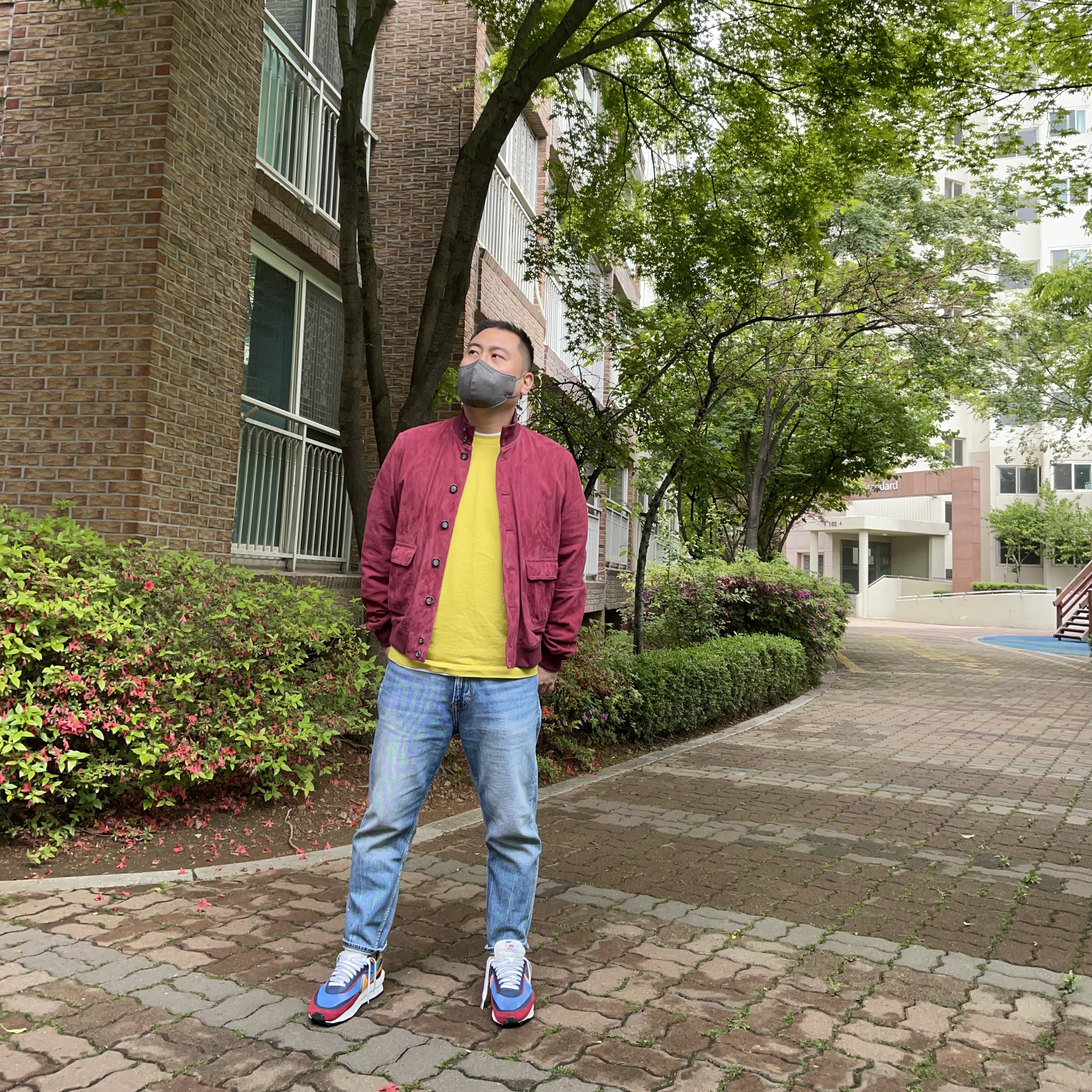 Nike x Sacai LDWaffle Blue Multi 착용 스타일 - 1