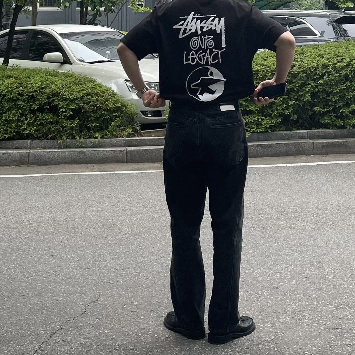 Stussy x Our Legacy Surfman T-Shirt Black - 21SS 착용 스타일