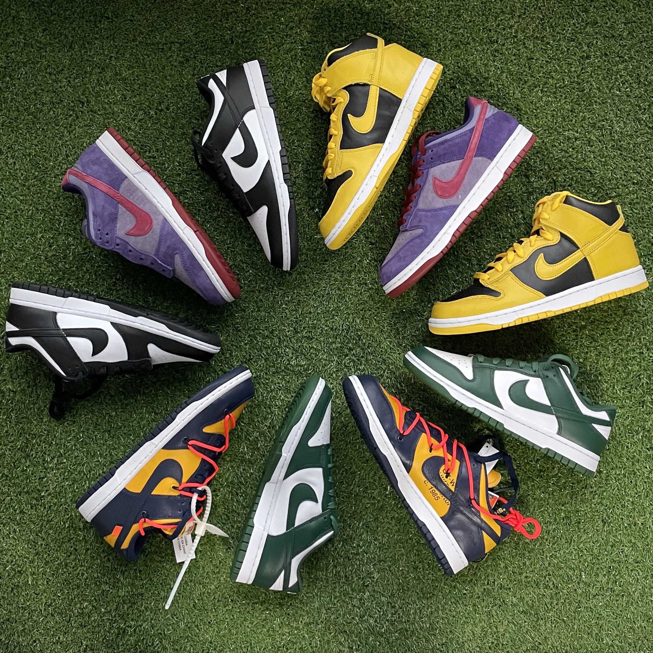 Nike Dunk Low Retro Black, Nike x Off-White Dunk Low University Gold Midnight Navy 착용 스타일