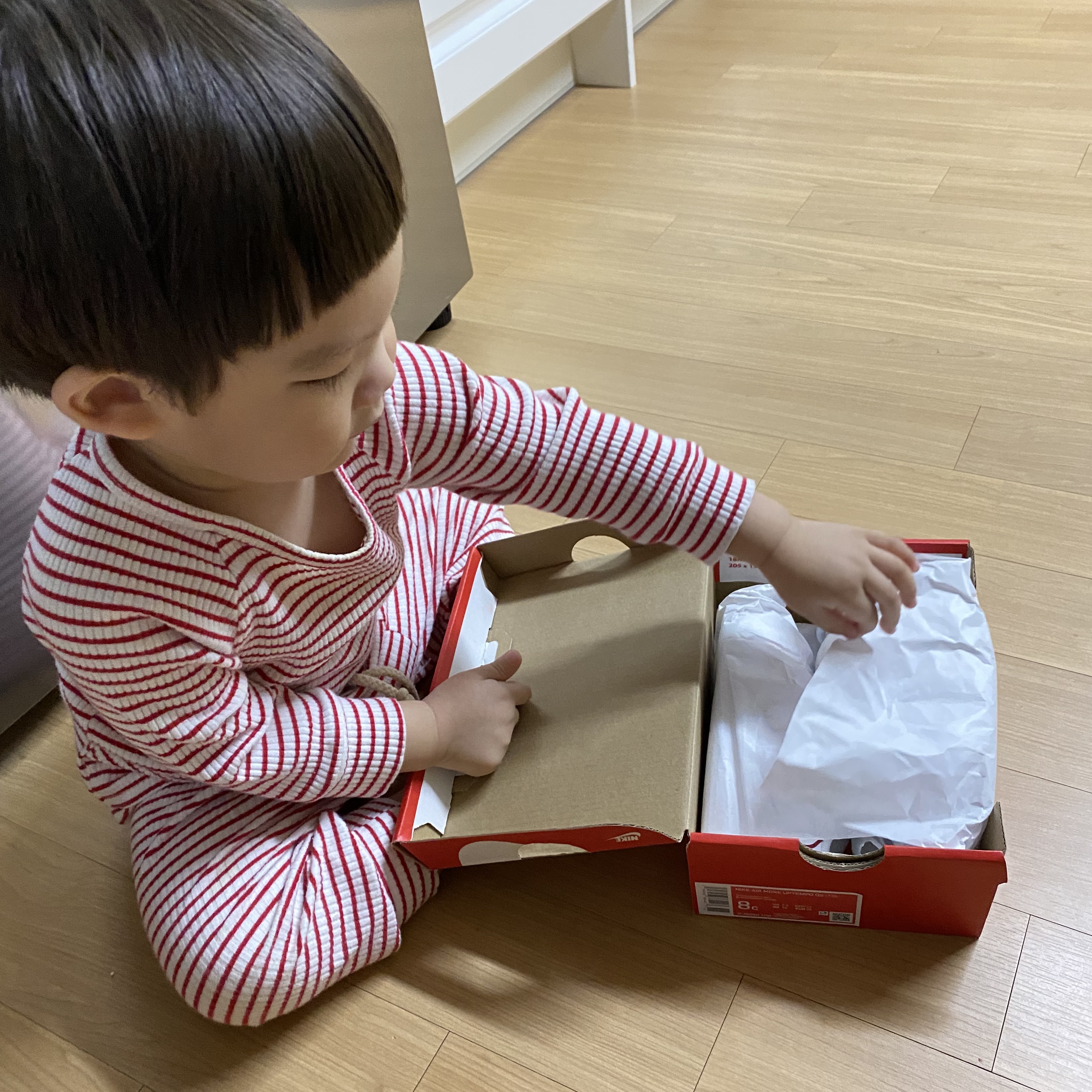 (TD) Nike Air More Uptempo White Varsity Red 2021 착용 스타일 - 2