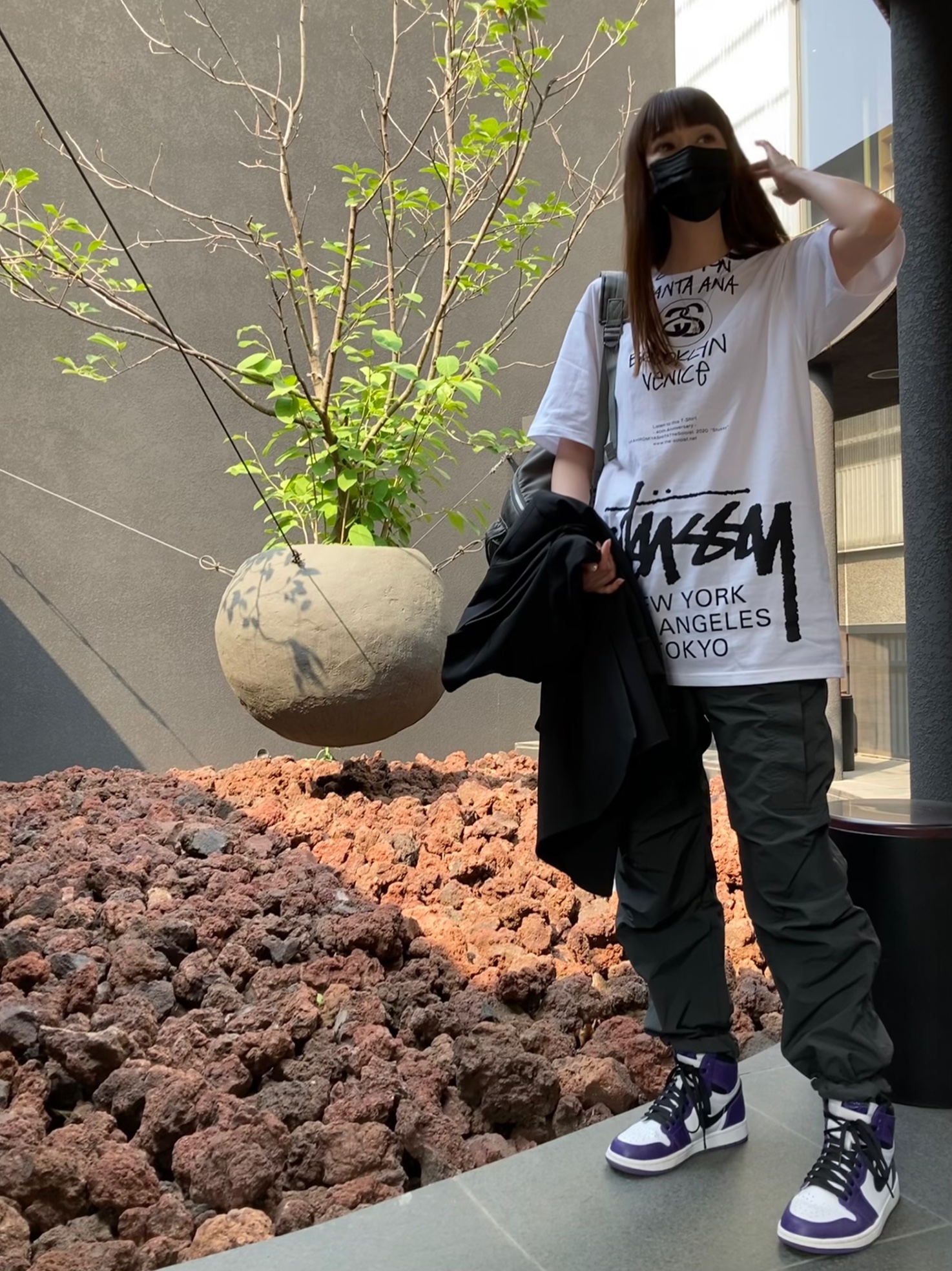 Jordan 1 Retro High OG Court Purple 2020, Stussy x Takahiromiyashita The Soloist 40 WT T-Shirt 착용 스타일