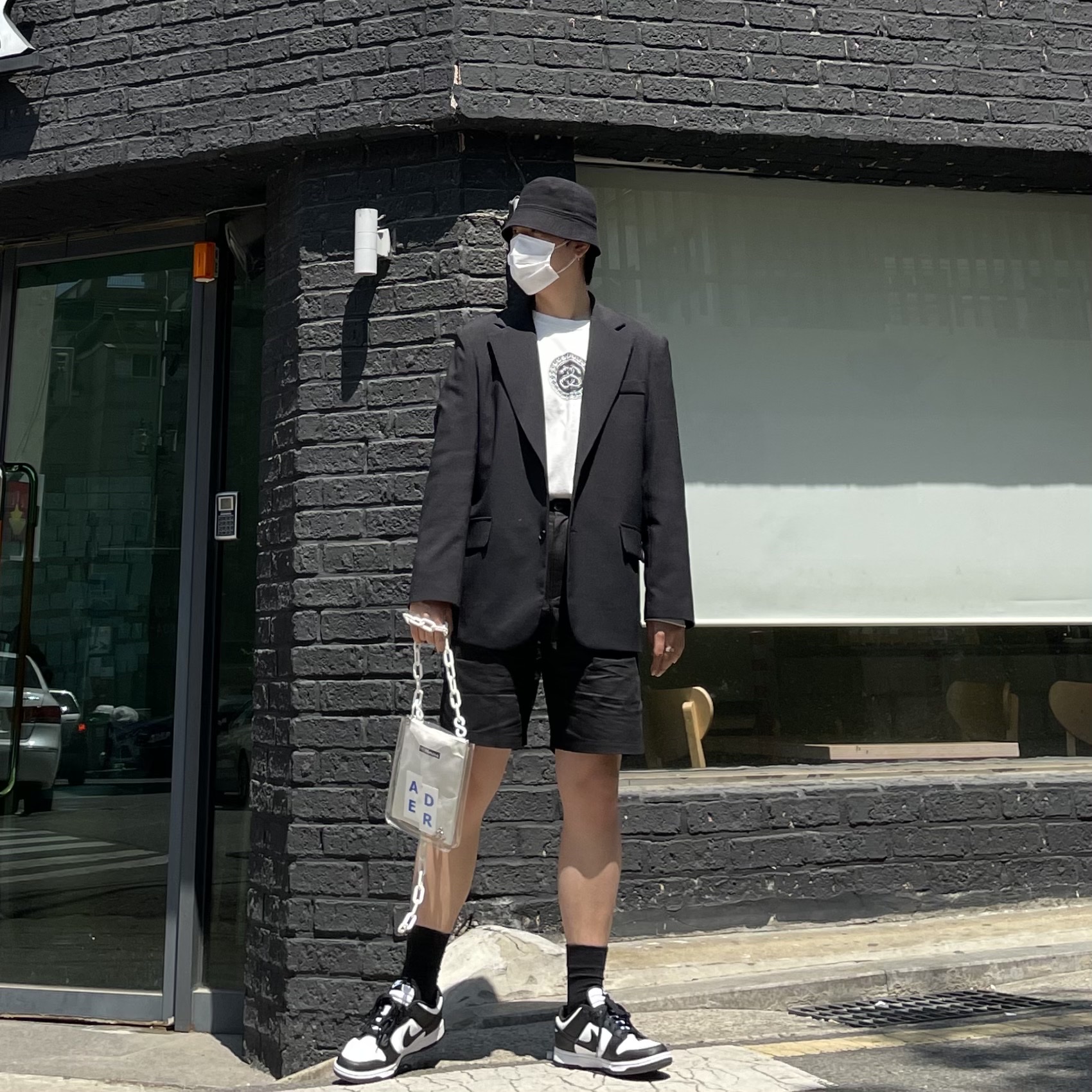 Nike Dunk Low Retro Black, Nike x Stussy Big Swoosh LS T-Shirt White - US/EU 착용 스타일