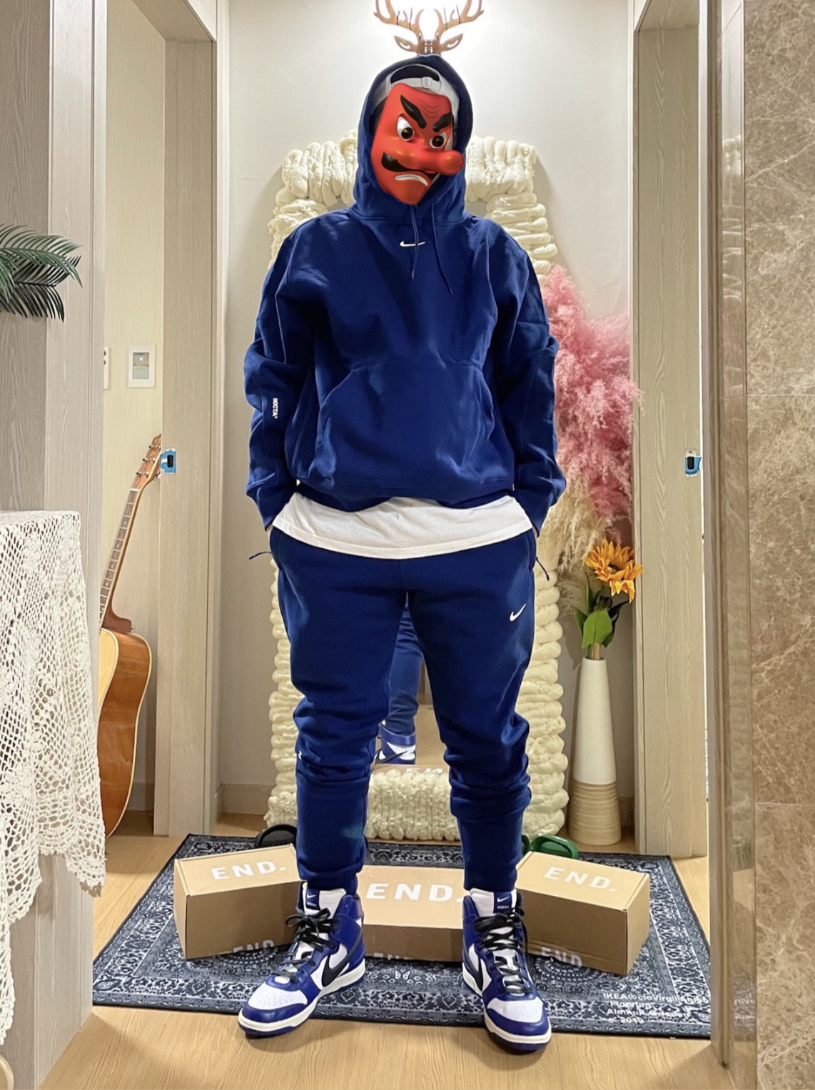 Nike x Drake Nocta Cardinal Stock Essential Hoodie Navy - Asia, Nike x Ambush Dunk High Deep Royal Blue 착용 스타일 - 3