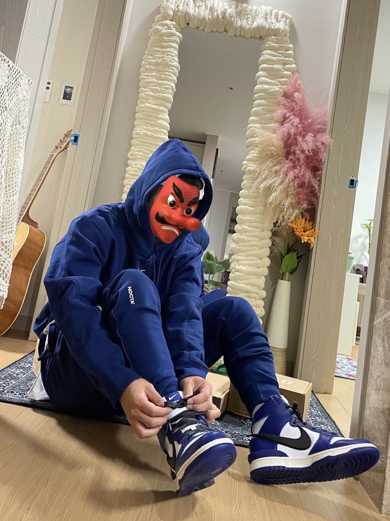 Nike x Drake Nocta Cardinal Stock Essential Hoodie Navy - Asia, Nike x Ambush Dunk High Deep Royal Blue 착용 스타일 - 2