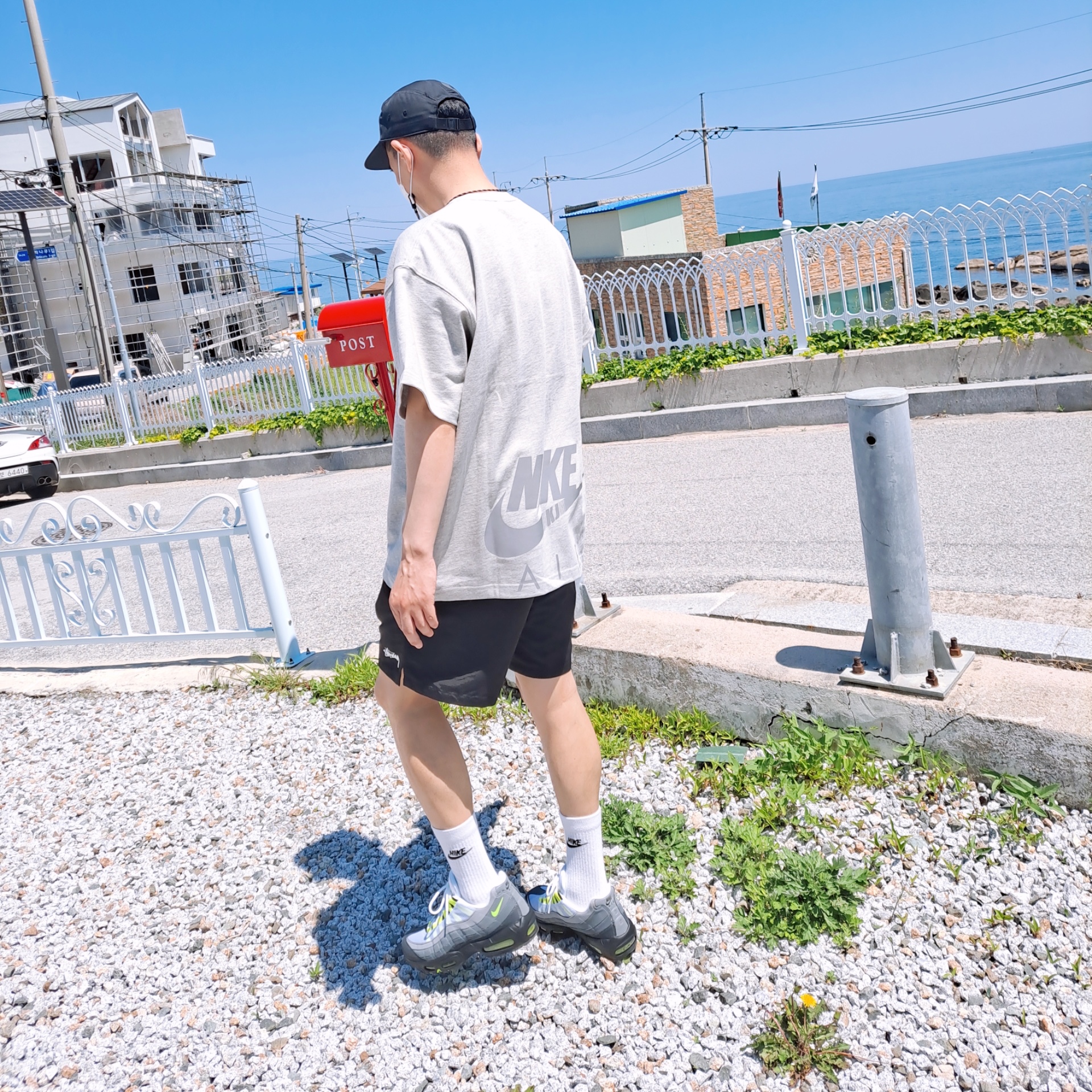 Nike x Kim Jones Oversized T-Shirt Grey Heather - Asia, Nike Air Max 95 OG Neon Yellow 2020 착용 스타일 - 4